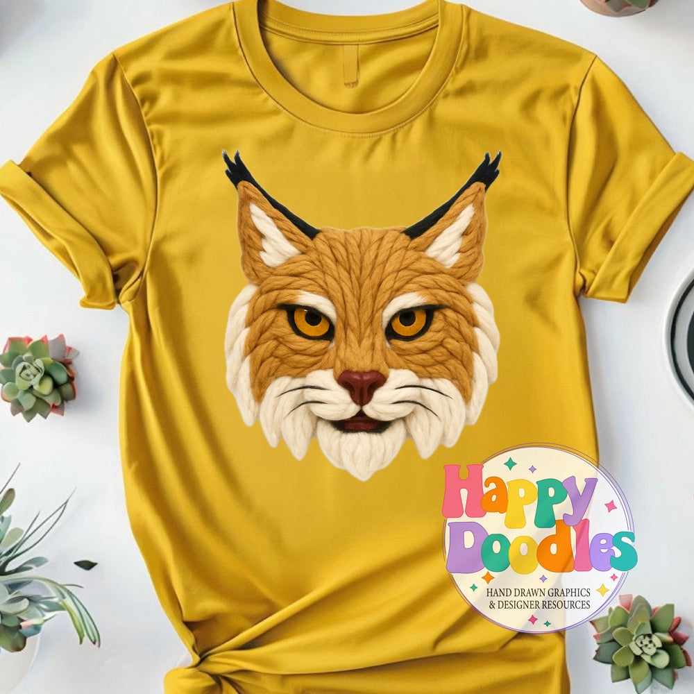 Bobcat Yarn Mascot Printable PNG Clipart - Happy Doodles Designs