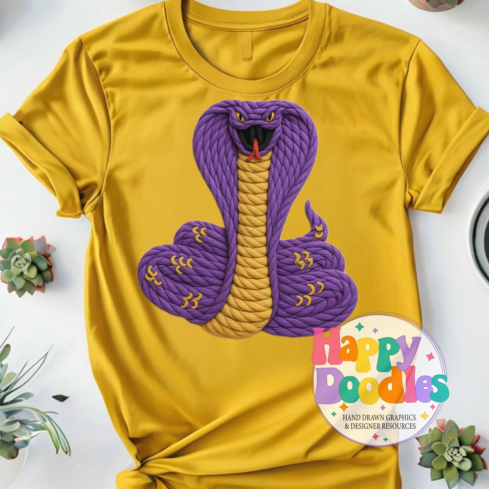 Cobra Yarn Mascot High Resolution PNG Clip Art - Happy Doodles Designs