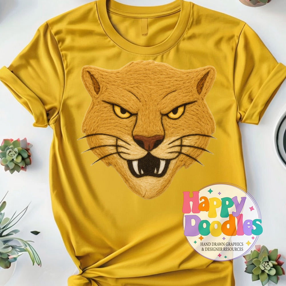 Cougar Yarn Mascot Printable Mascot PNG - Happy Doodles Designs