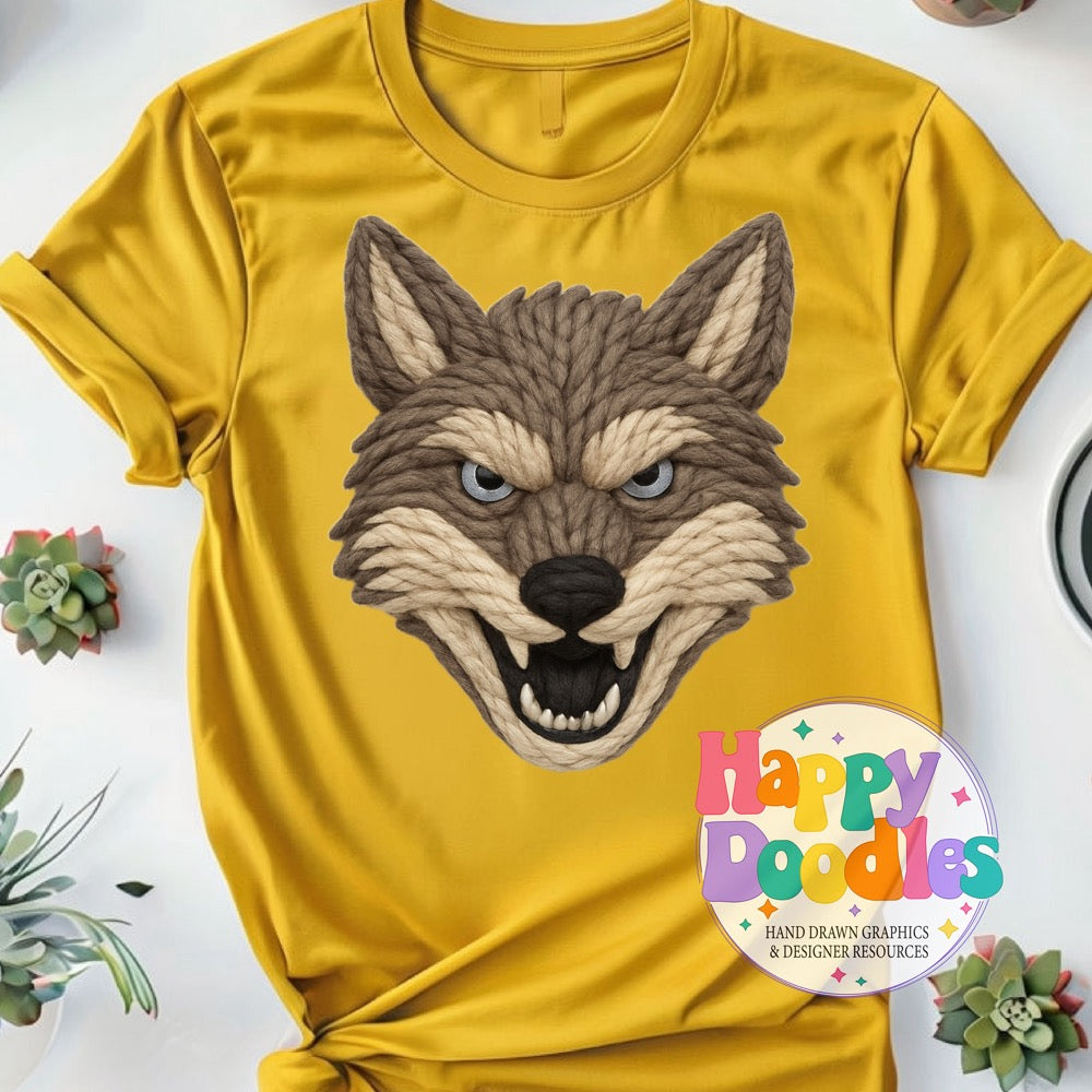 Coyote Yarn Mascot Printable PNG Illustration - Happy Doodles Designs