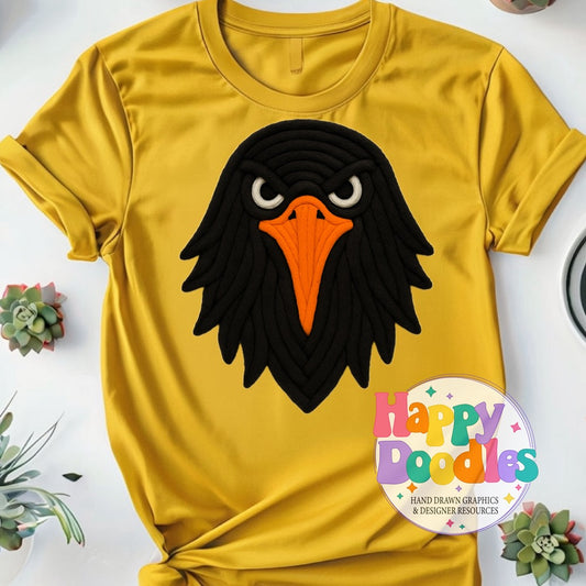 Crow Yarn Mascot Printable PNG Download - Happy Doodles Designs