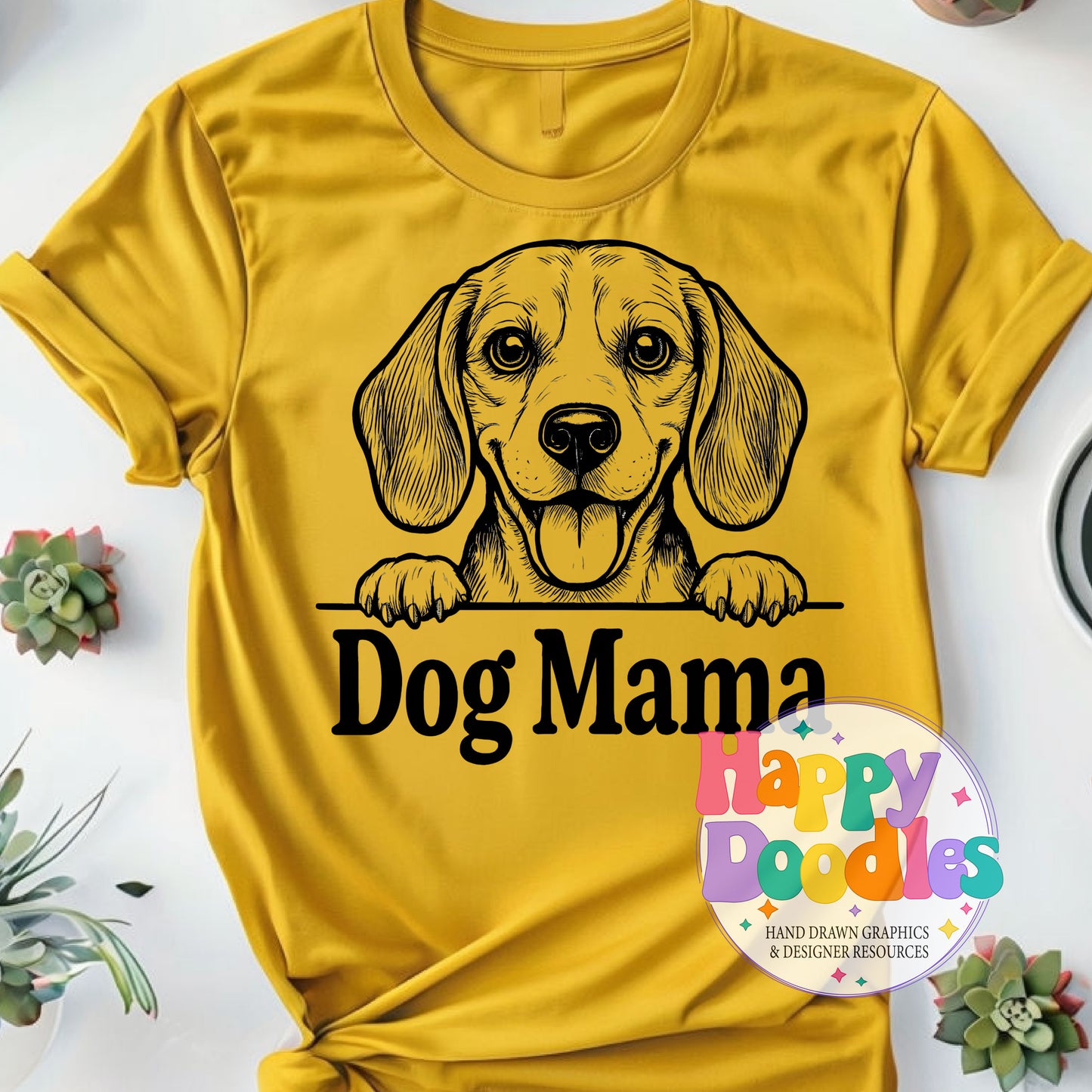 Dog Mama Beagle High Resolution Printable PNG - Happy Doodles Designs