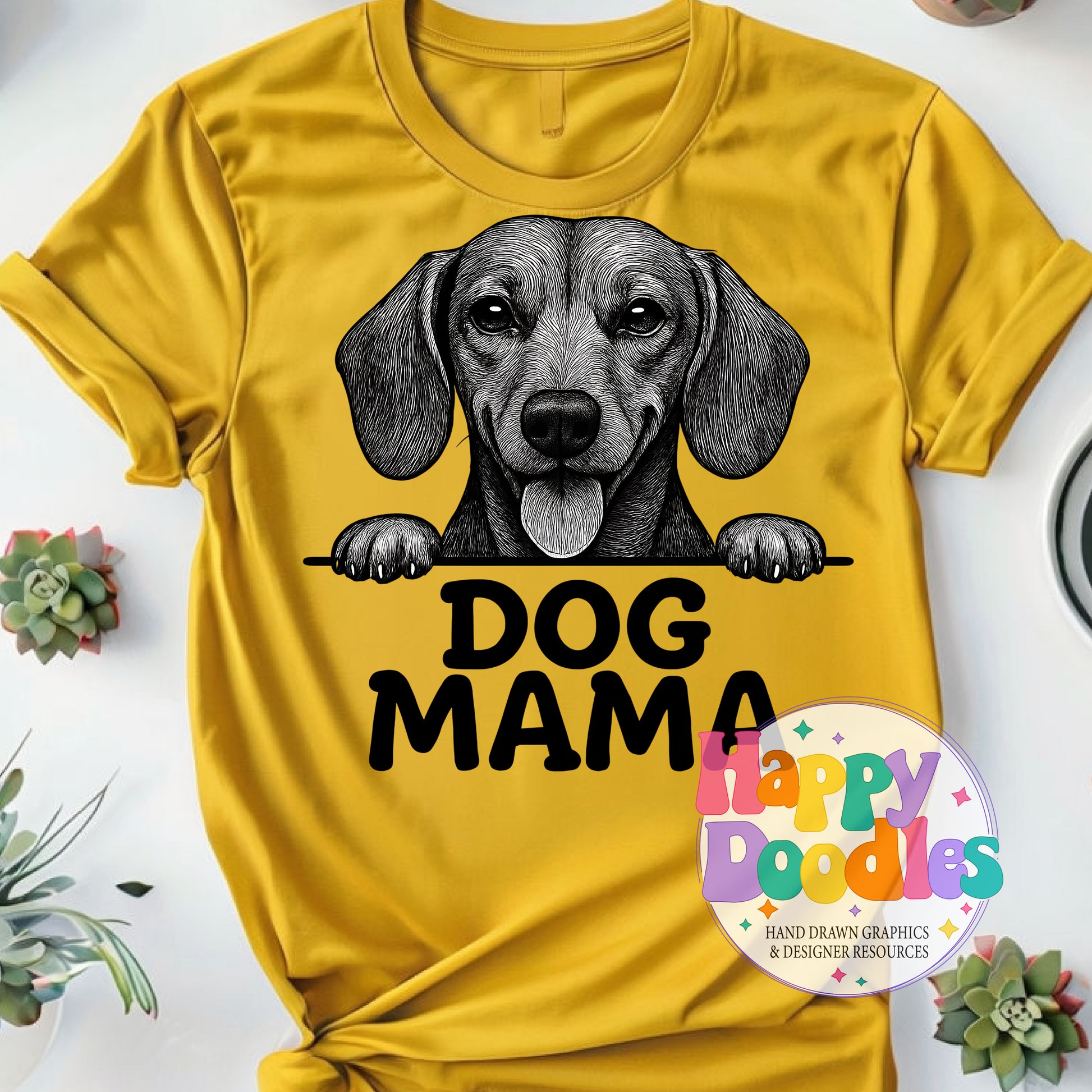 Dog Mama Dachshund Printable PNG for Sublimation & Crafts - Happy Doodles Designs