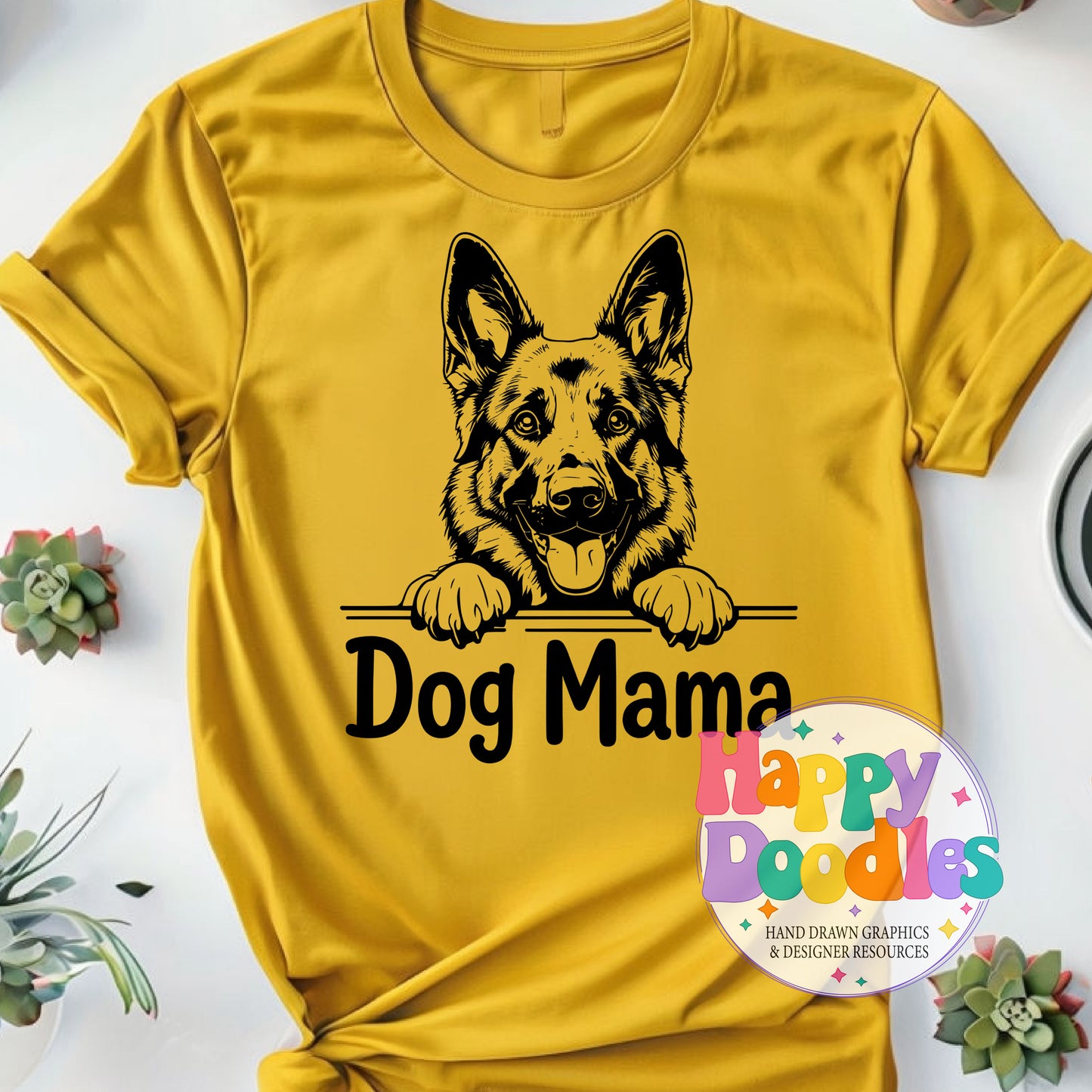 Dog Mama German Shephard High Resolution Printable PNG - Happy Doodles Designs