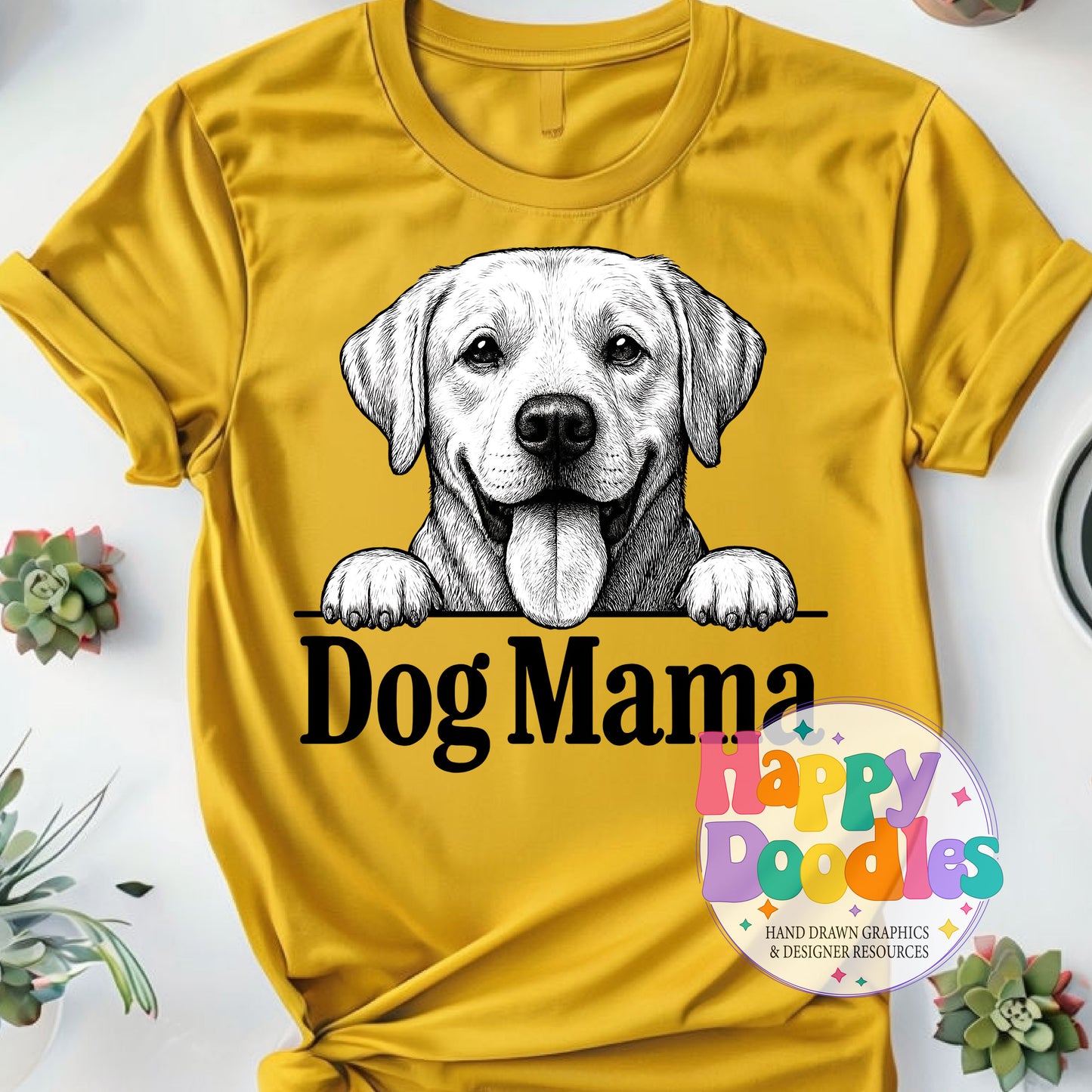 Dog Mama Lab Printable PNG T-Shirt Design - Happy Doodles Designs