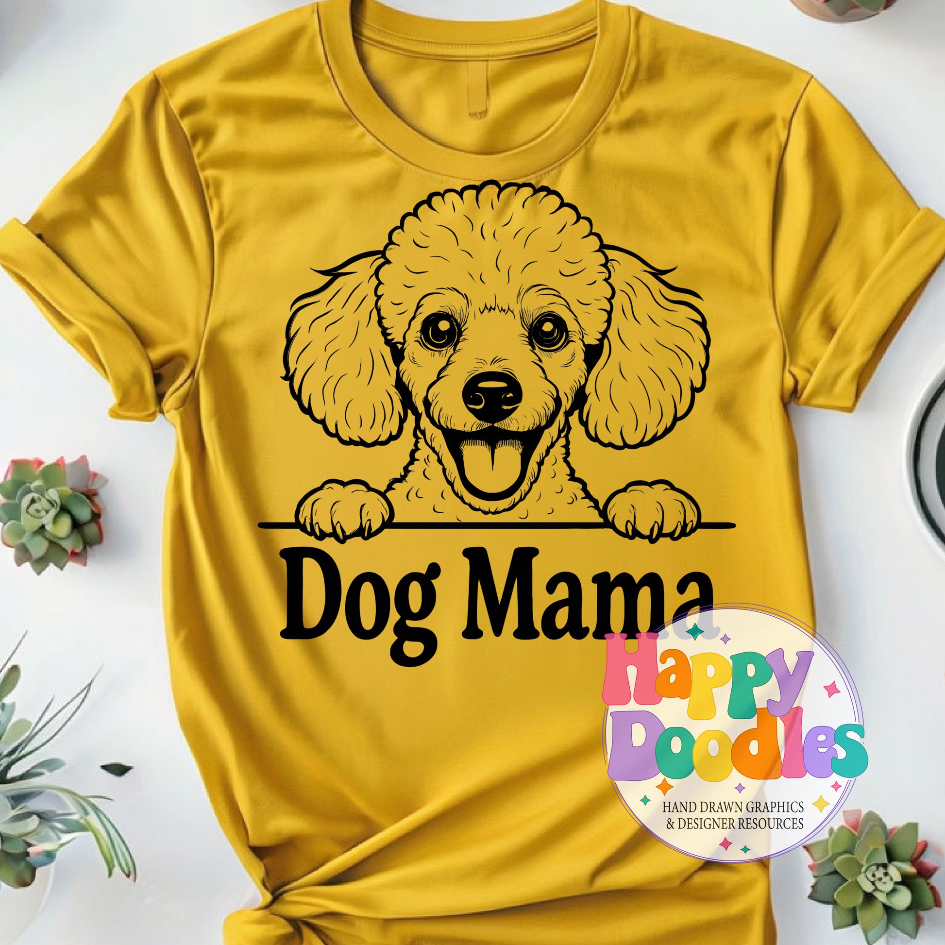 Dog Mama Poodle T-Shirt Printable PNG Download - Happy Doodles Designs