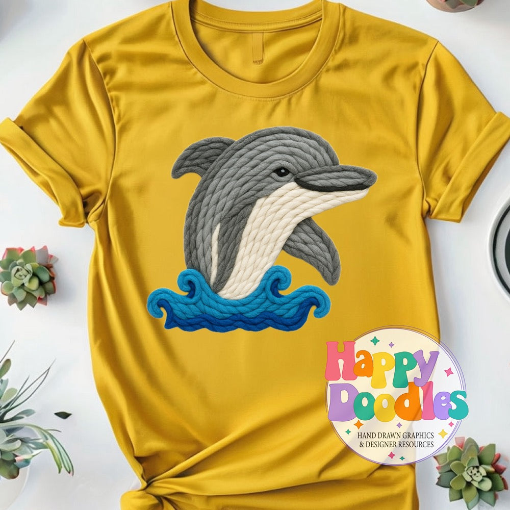 Dolphin Yarn Mascot Printable Mascot PNG - Happy Doodles Designs