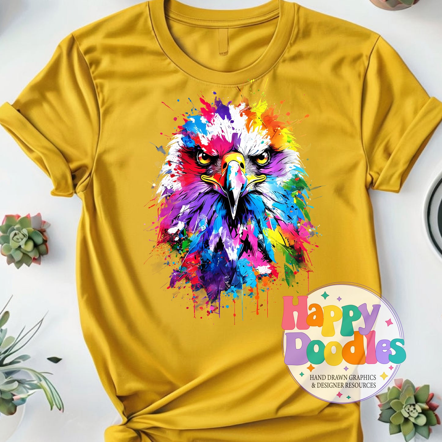 Eagle Paint Splash Printable PNG for Sublimation & Crafts - Happy Doodles Designs