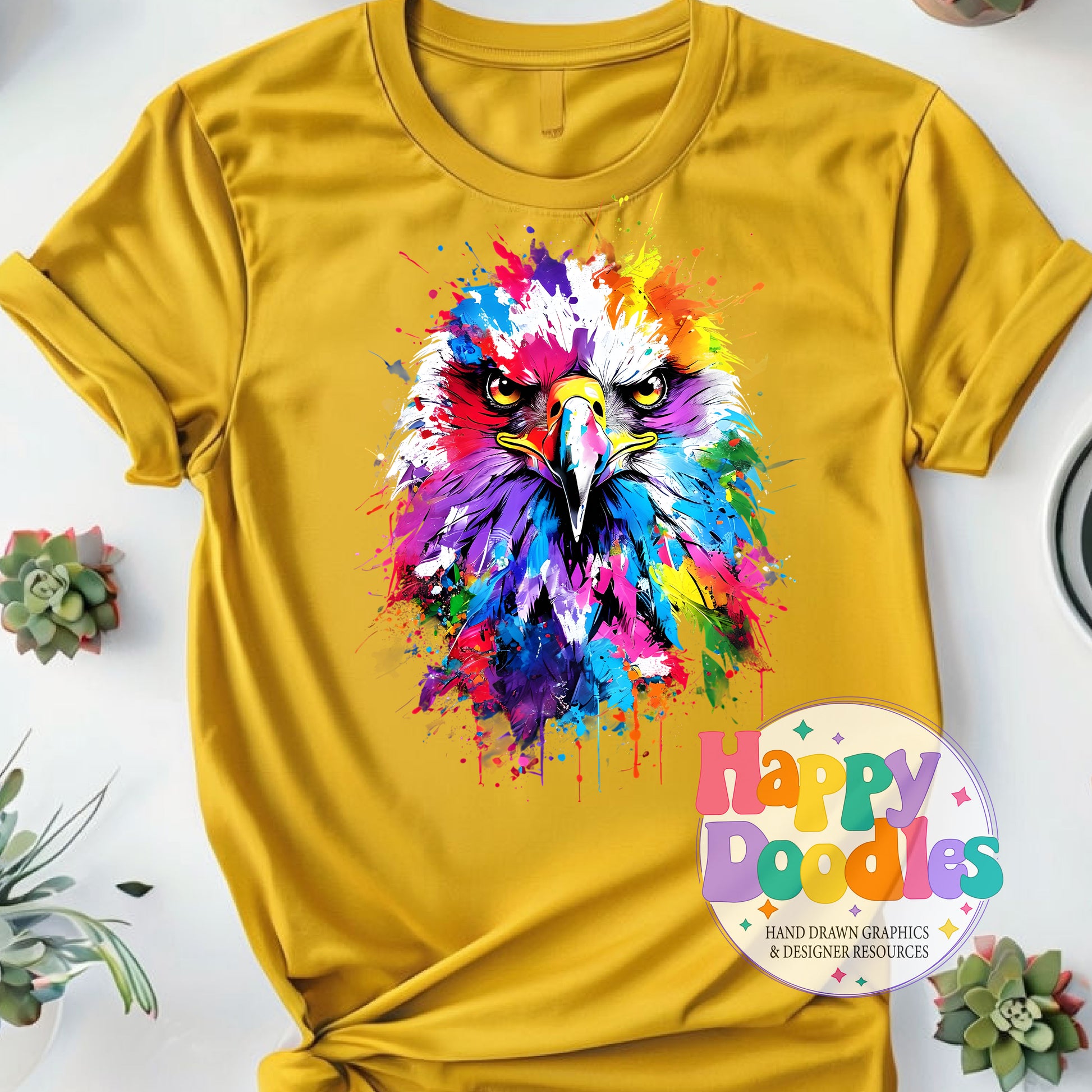 Eagle Paint Splash Printable PNG for Sublimation & Crafts - Happy Doodles Designs