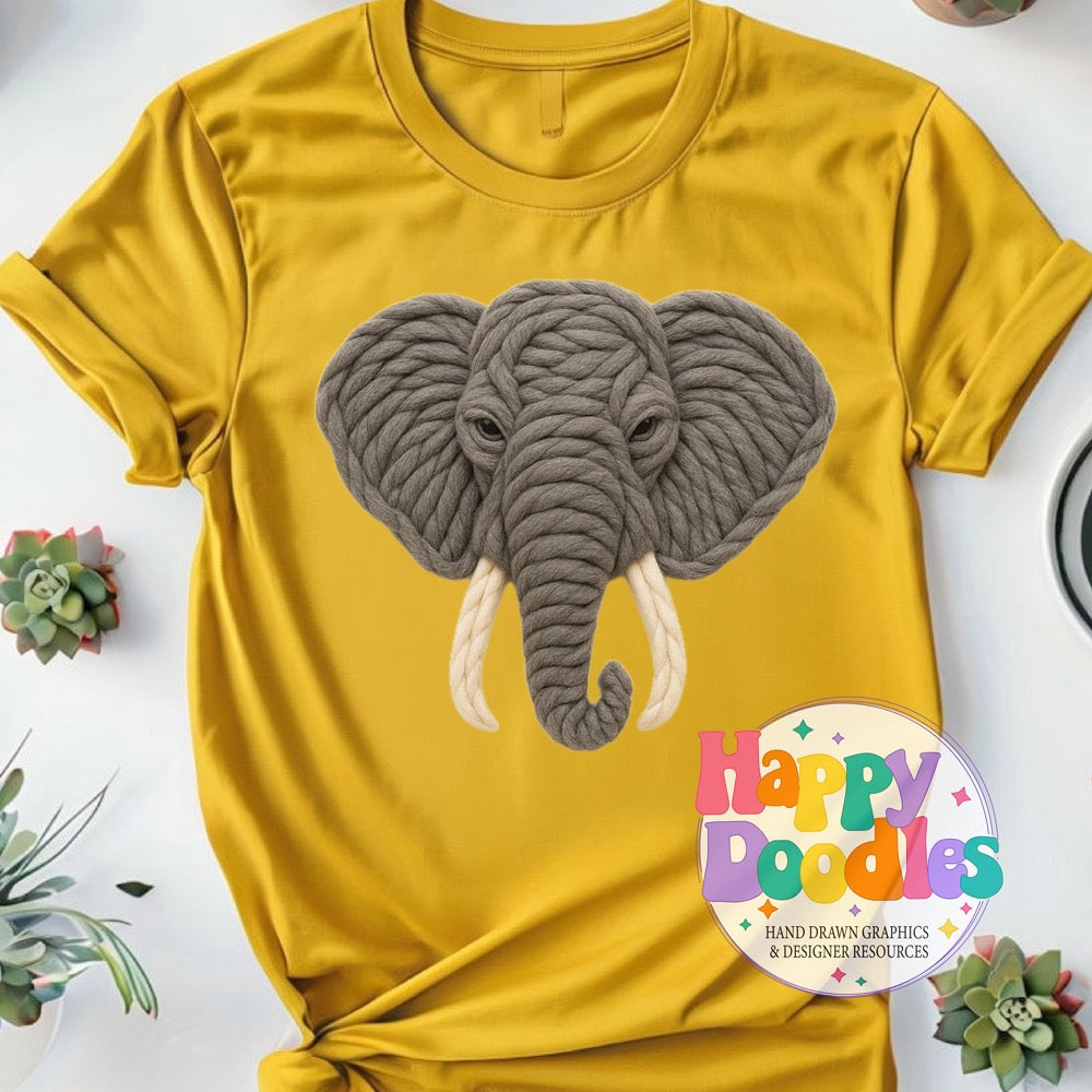 Elephant Yarn Mascot Printable Mascot PNG - Happy Doodles Designs