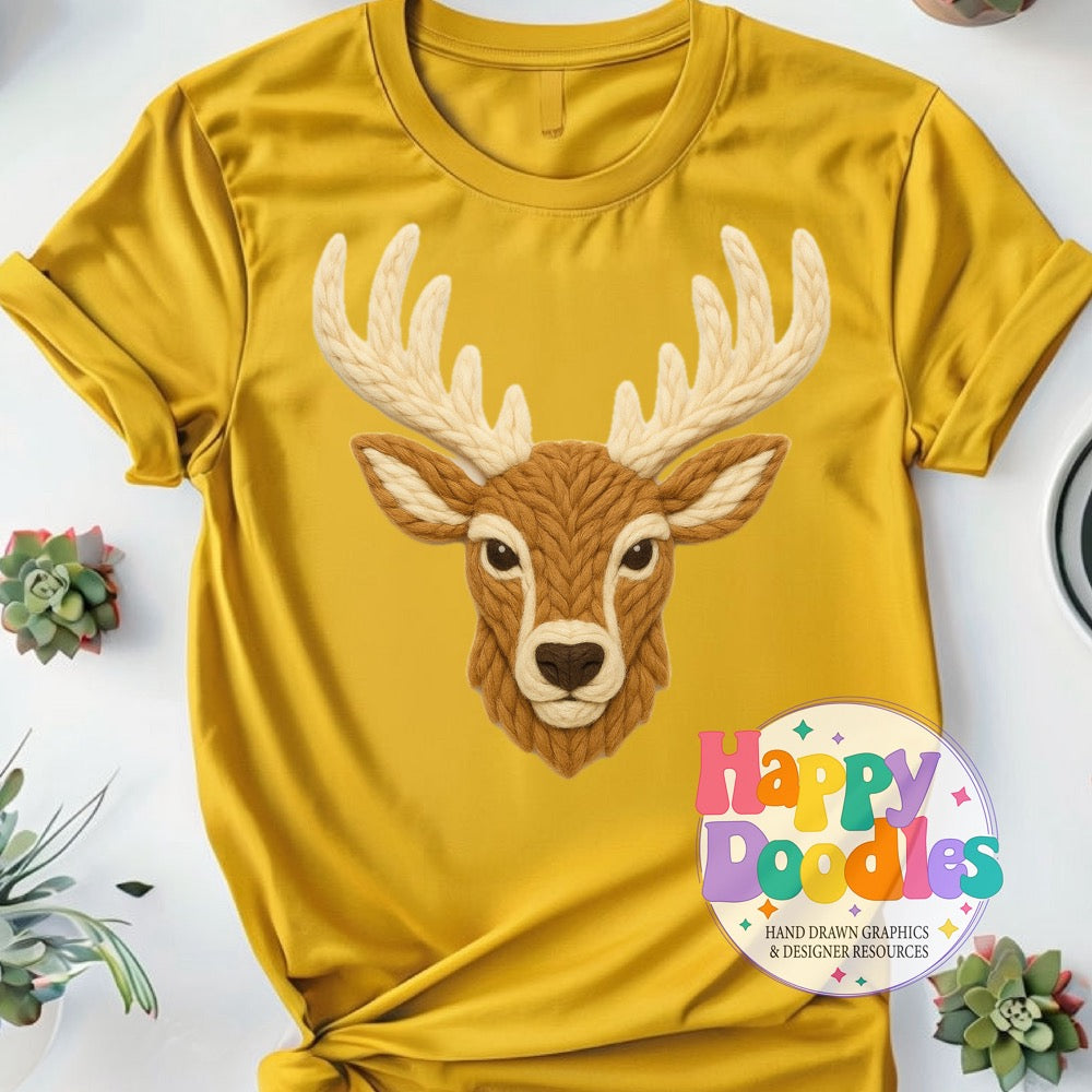 Elk Yarn Mascot Printable PNG Illustration - Happy Doodles Designs