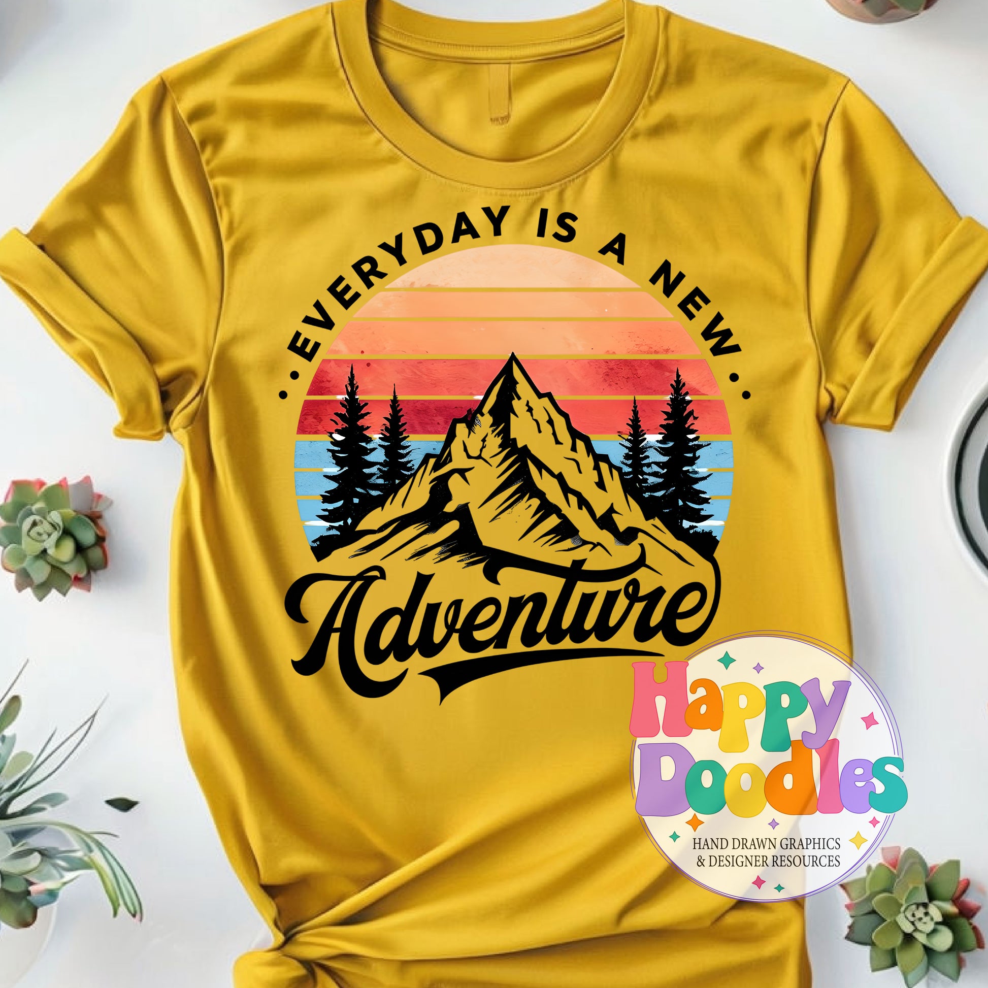 Everyday Is a New Adventure DIY Printable T-Shirt Design - Happy Doodles Designs
