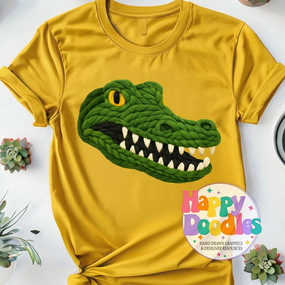 Gator Yarn Mascot Printable PNG Download - Happy Doodles Designs