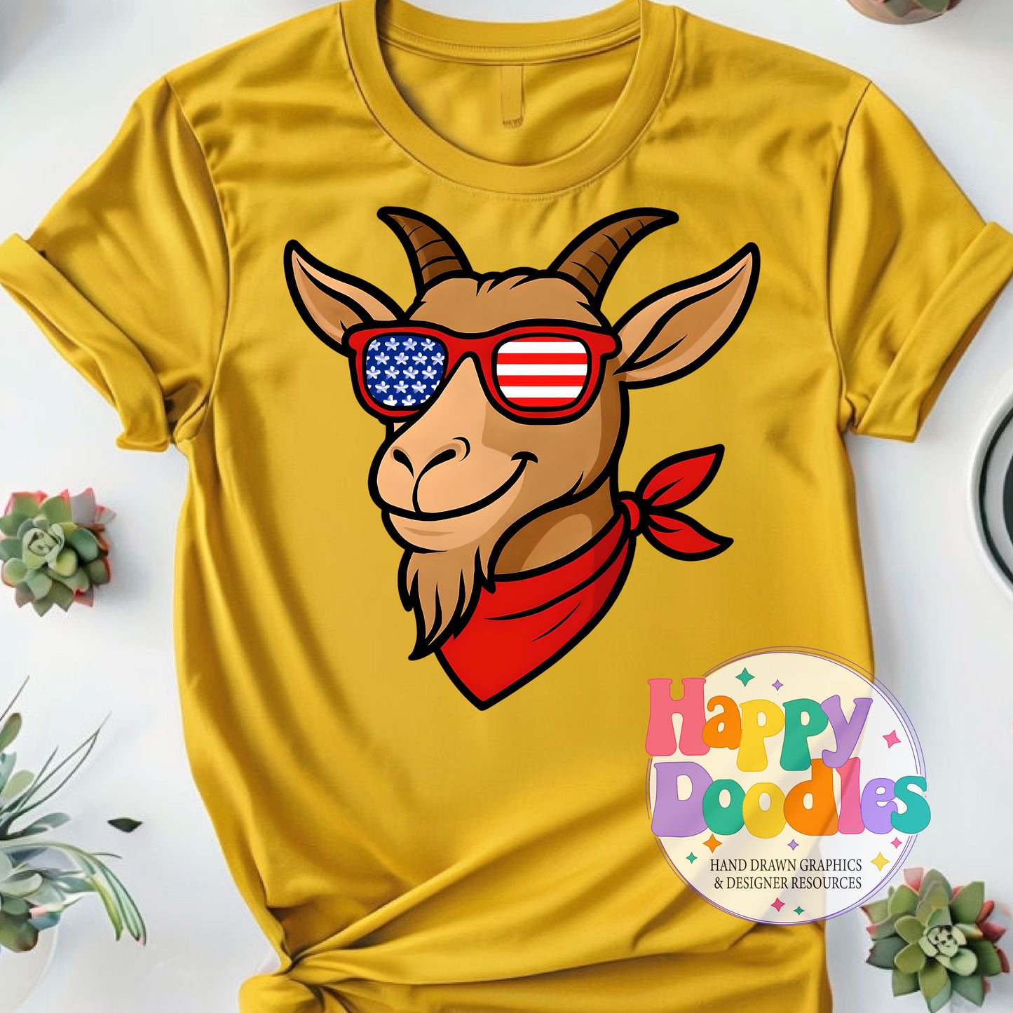 Goat Flag Glasses Printable PNG for Sublimation & Crafts - Happy Doodles Designs