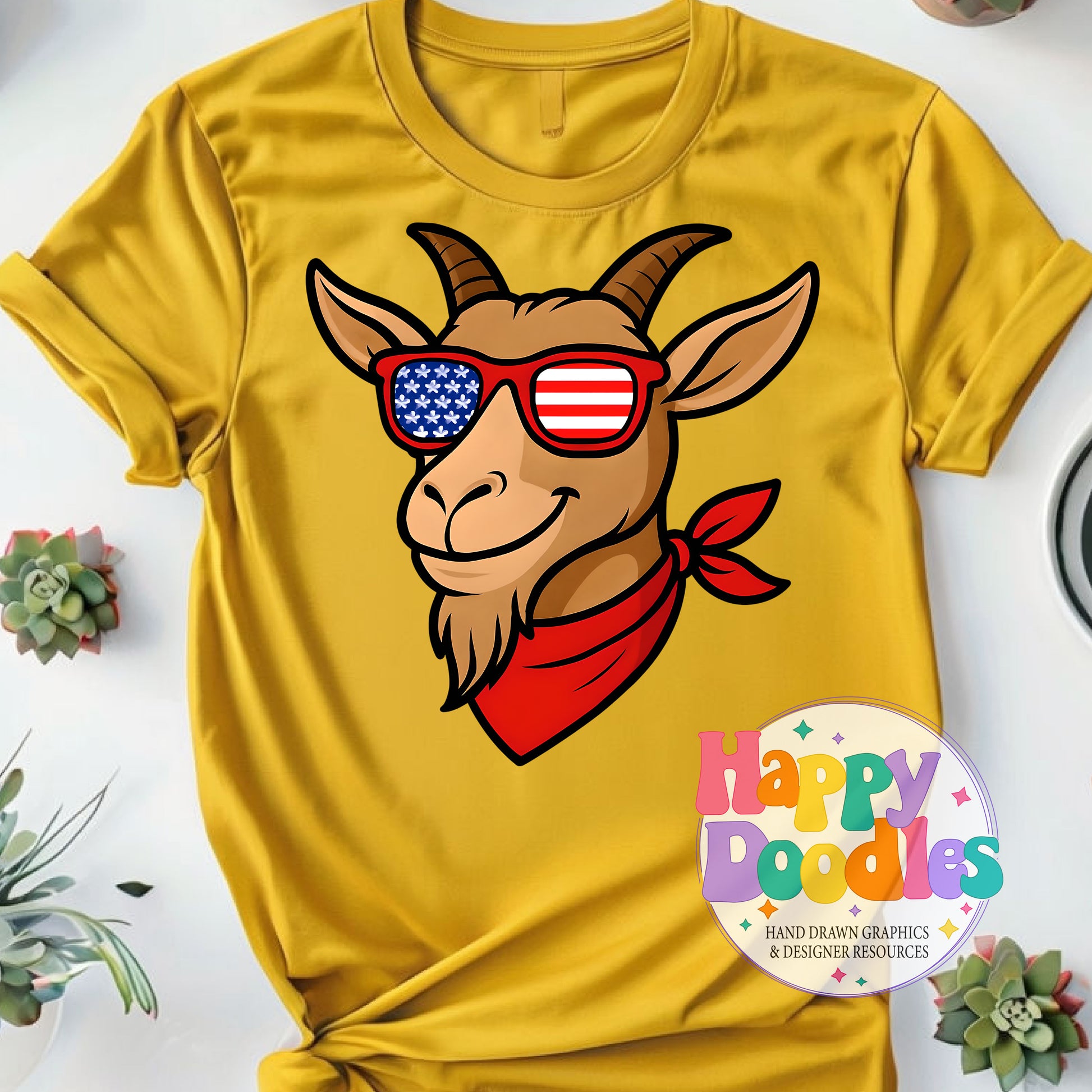 Goat Flag Glasses Printable PNG for Sublimation & Crafts - Happy Doodles Designs