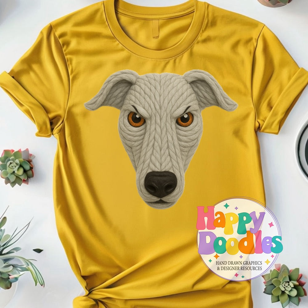 Greyhound Yarn Mascot Printable PNG Clipart - Happy Doodles Designs