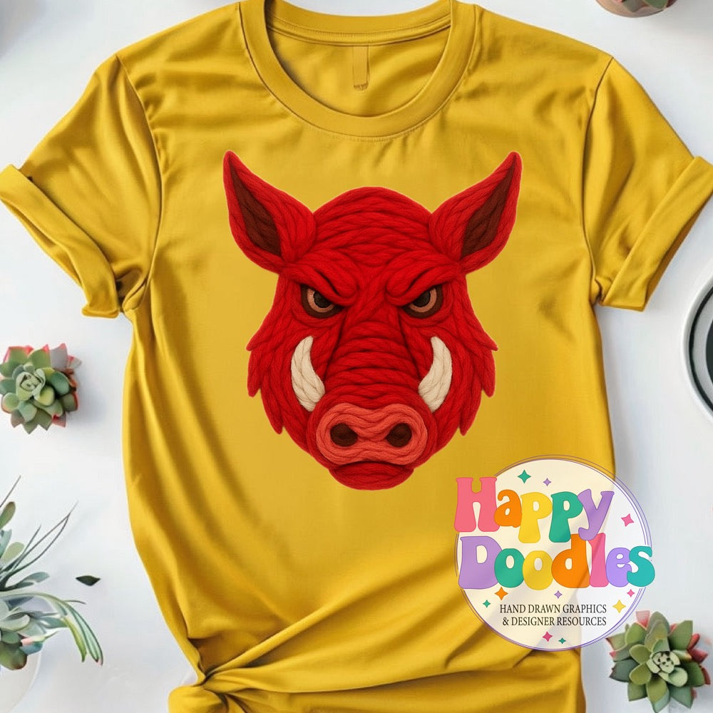 Hog Yarn Mascot Printable PNG Clipart - Happy Doodles Designs