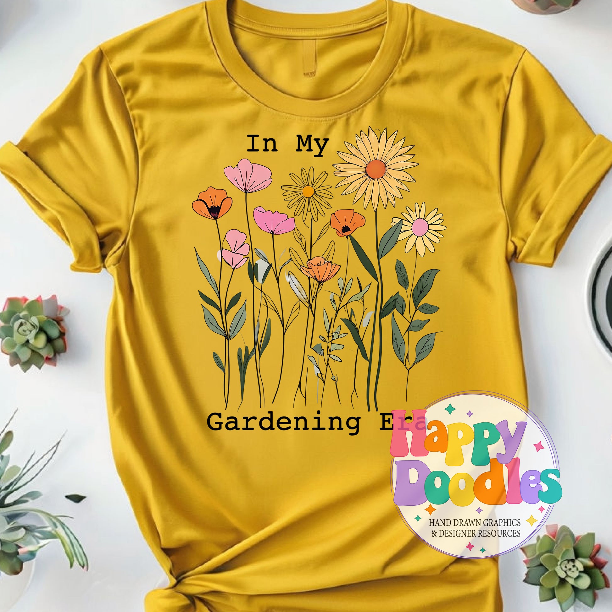 in My Gardening Era DIY Printable T-Shirt Design - Happy Doodles Designs