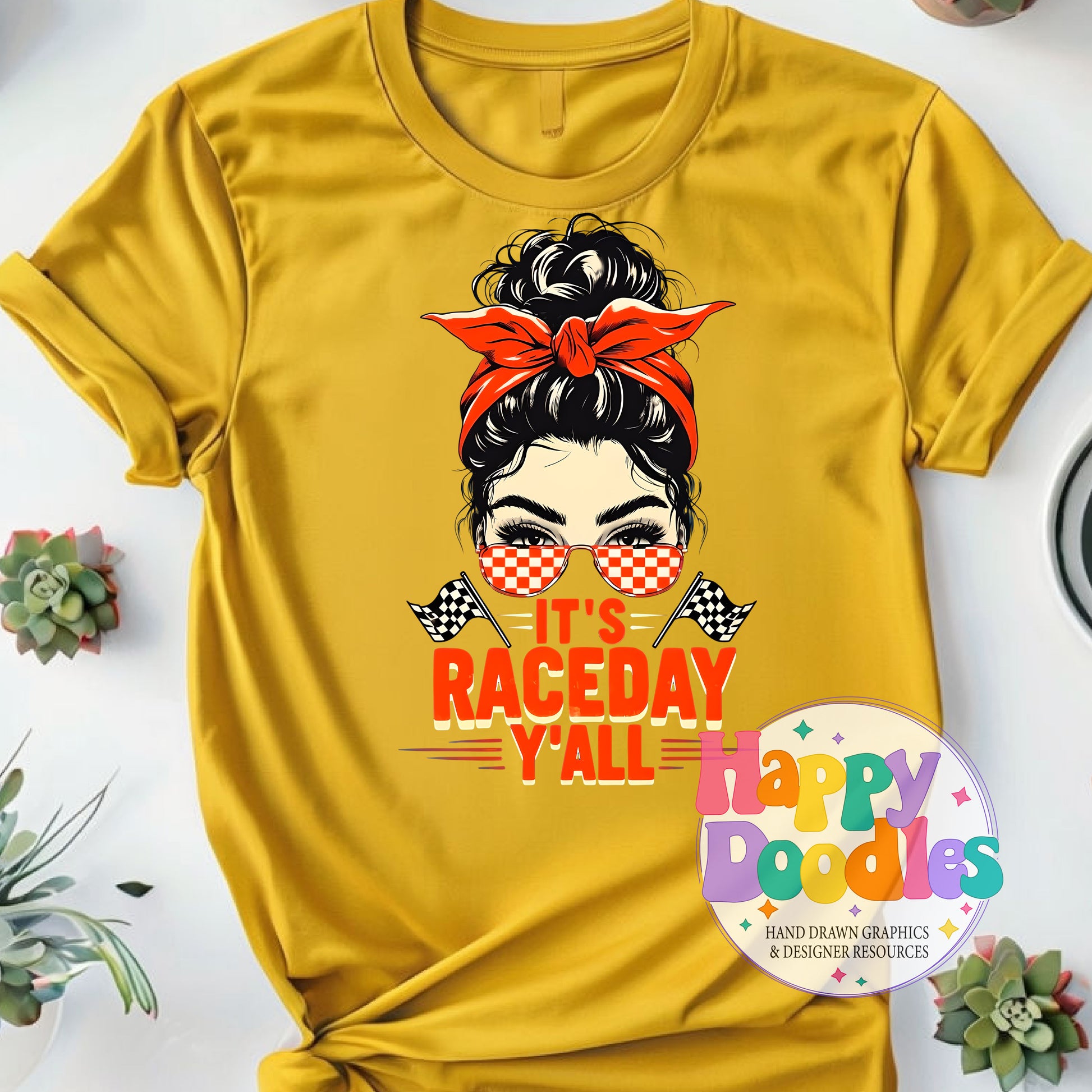 Its Raceday Yall DIY Printable T-Shirt Design - Happy Doodles Designs