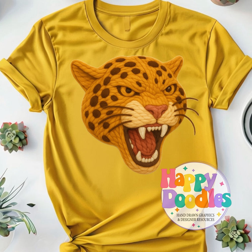 Jaguar Yarn Mascot Printable PNG Clipart - Happy Doodles Designs