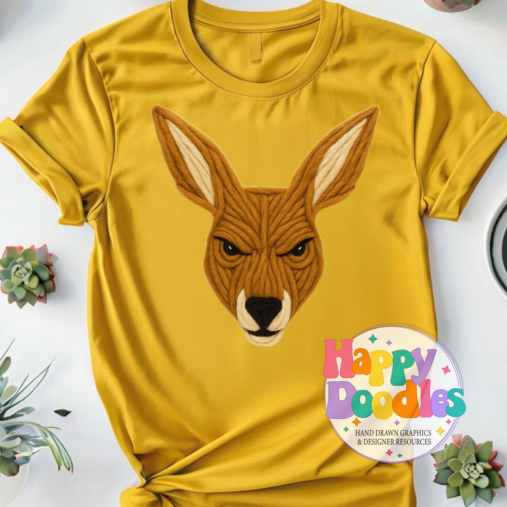 Kangaroo Yarn Mascot Printable PNG Clipart - Happy Doodles Designs