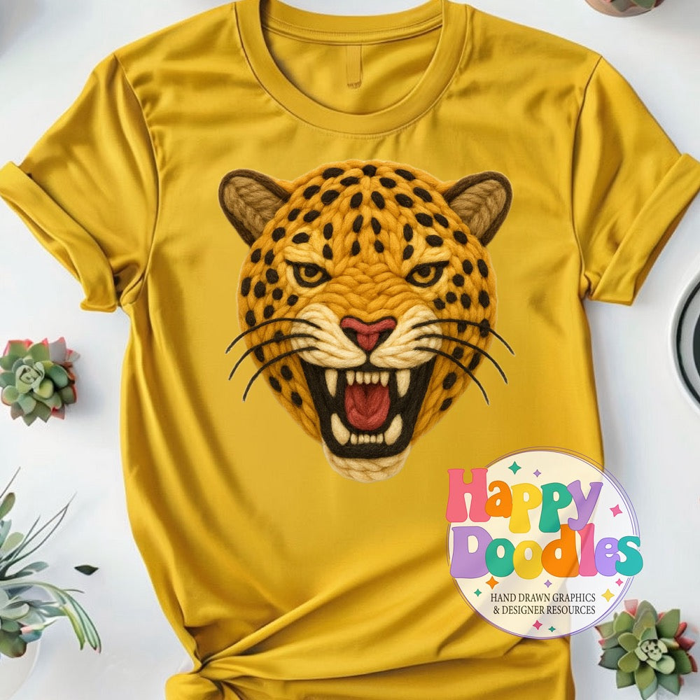 Leopard Yarn Mascot Printable PNG Clipart - Happy Doodles Designs