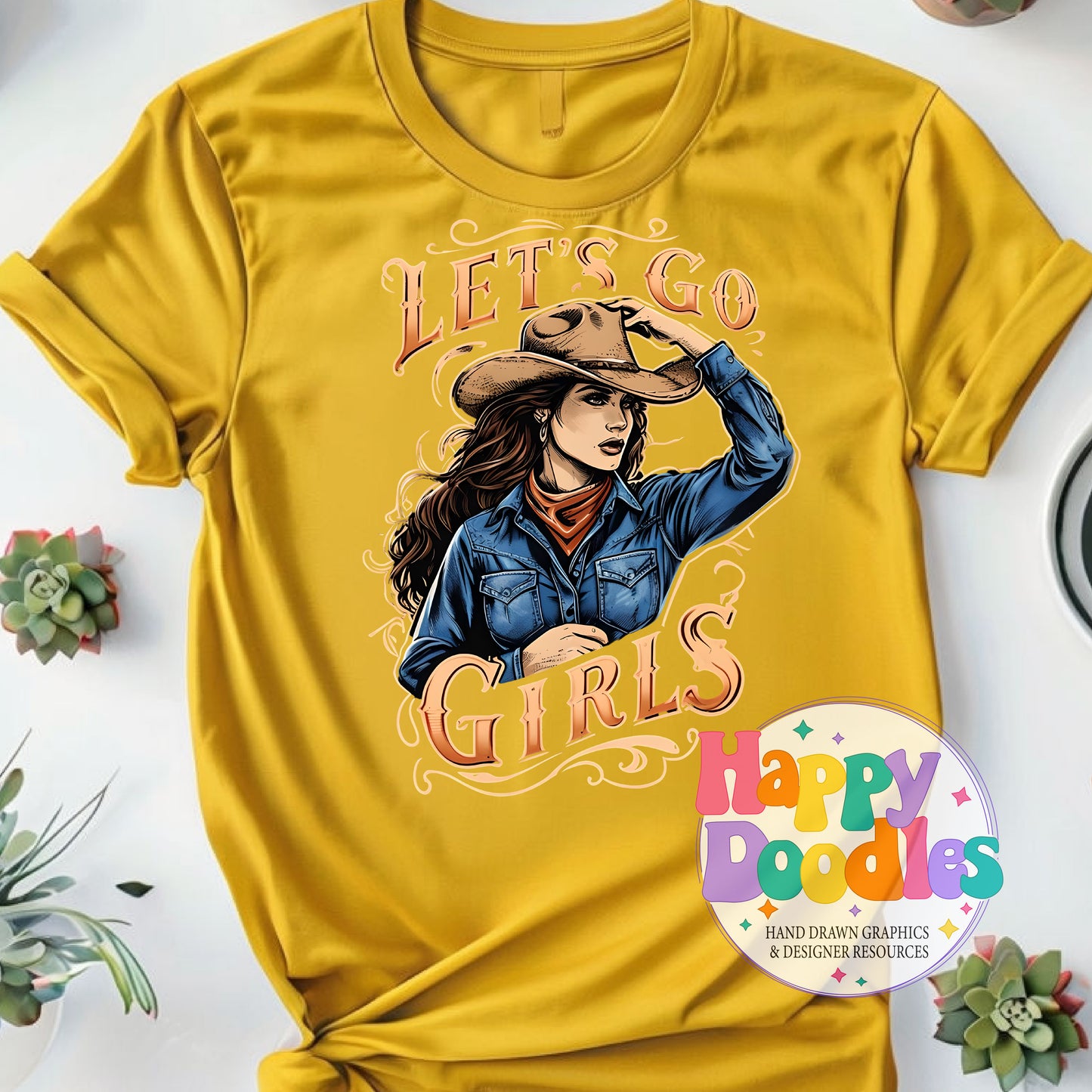 Lets Go Girls T-Shirt Printable PNG Download - Happy Doodles Designs
