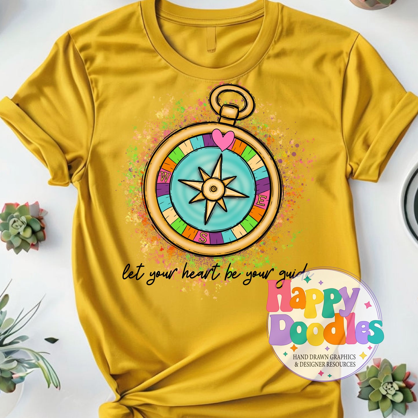 Let Your Heart Be Your Guide DIY Printable T-Shirt Design - Happy Doodles Designs