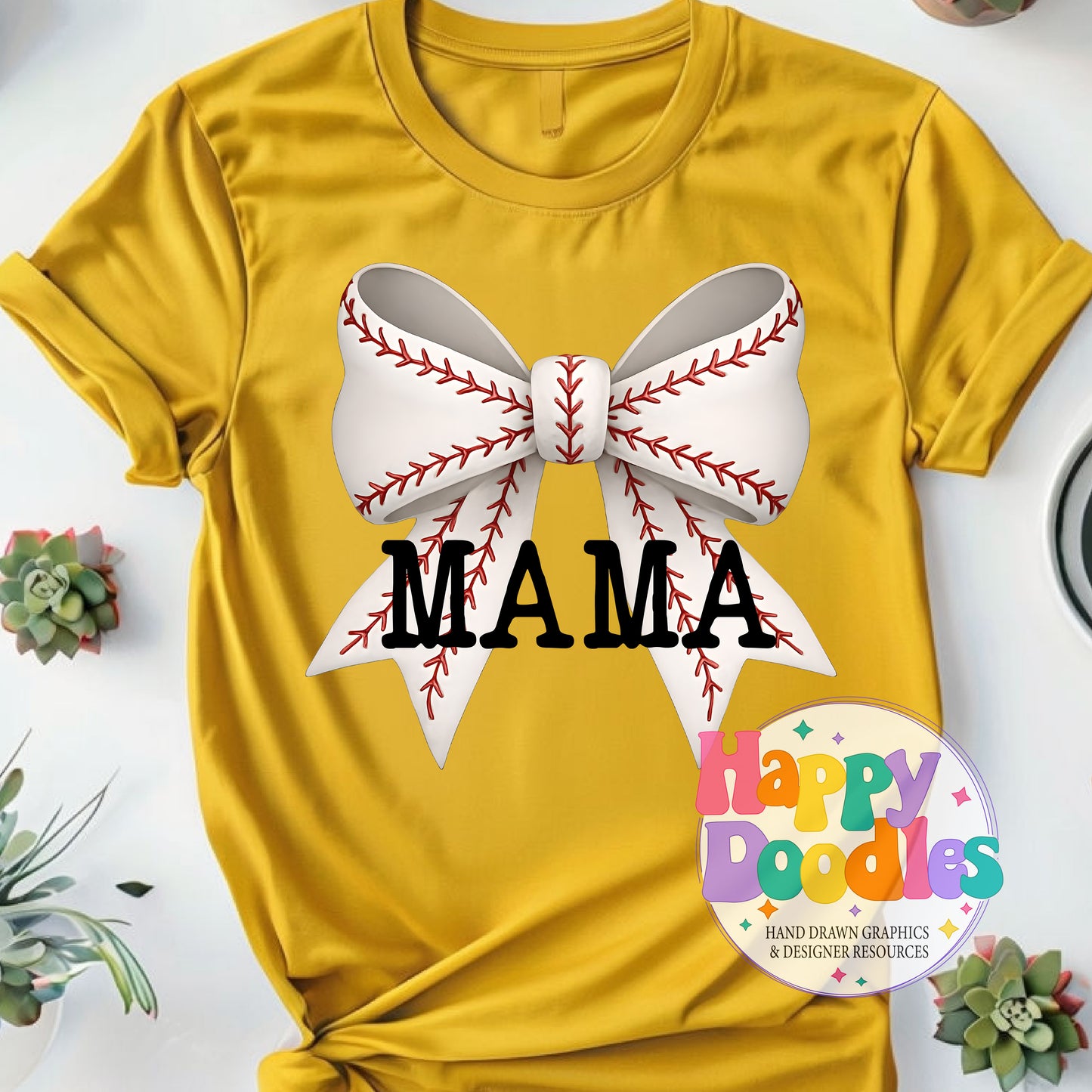 Mama Baseball Coquette Bow High Resolution Printable PNG - Happy Doodles Designs