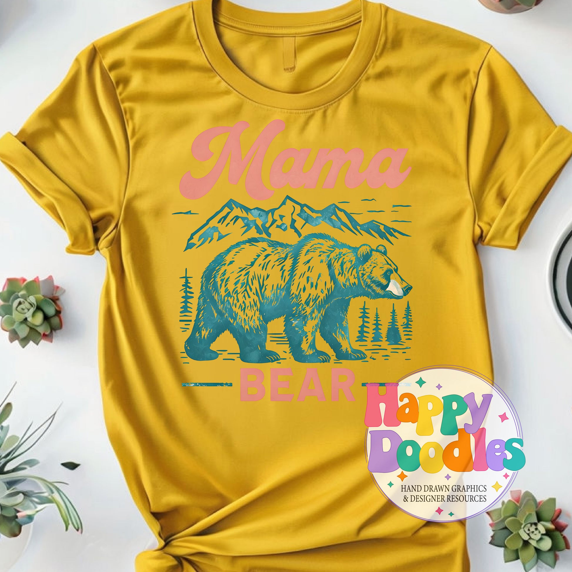 Mama Bear Printable PNG for Sublimation & Crafts - Happy Doodles Designs