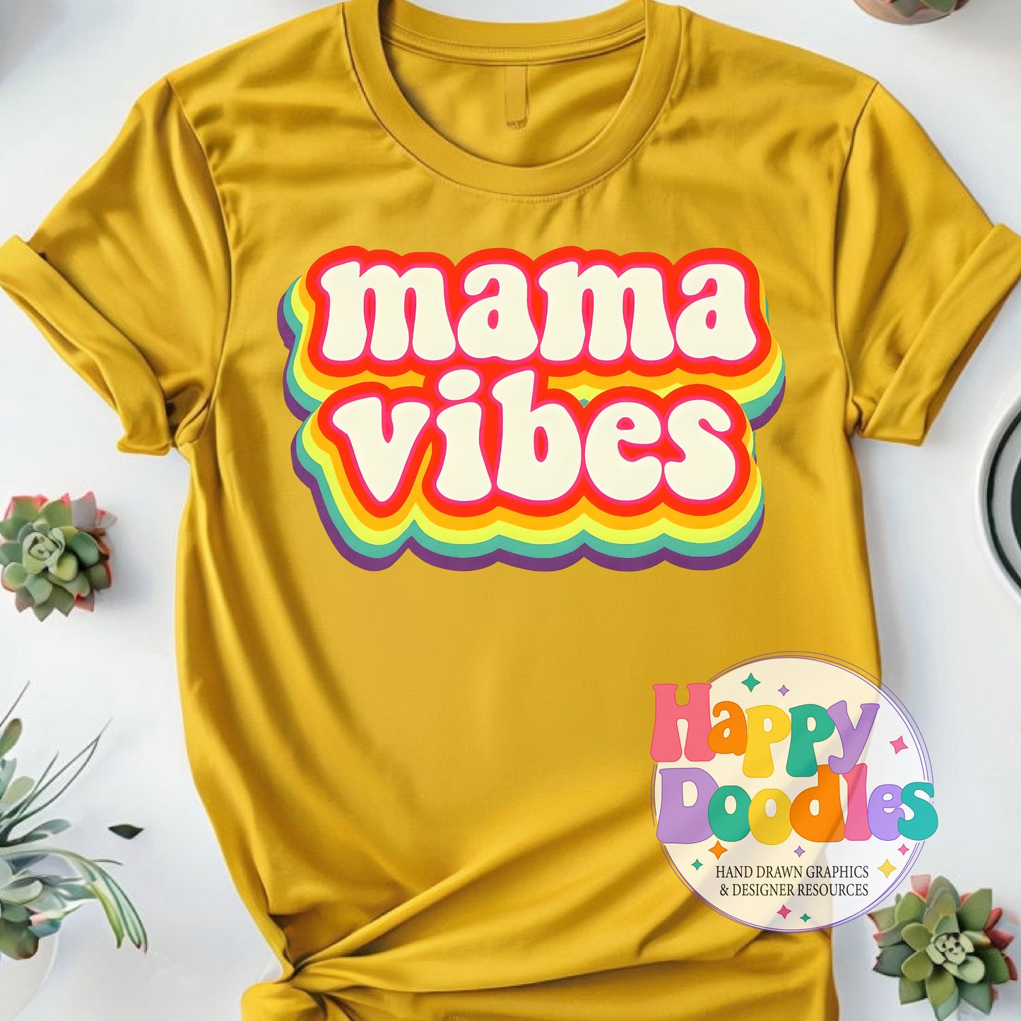 Mama Vibes DIY Printable T-Shirt Design - Happy Doodles Designs