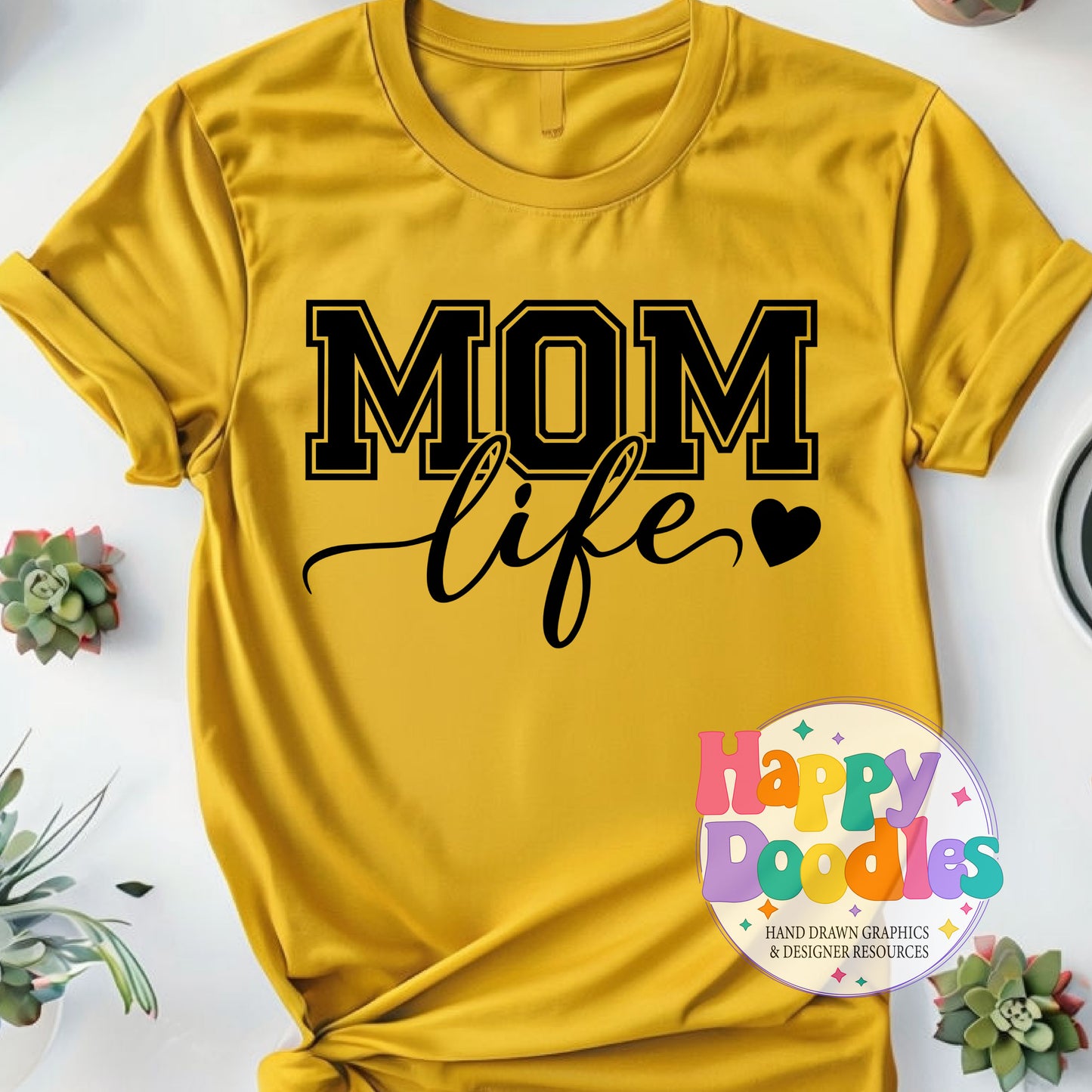 Mom Life T-Shirt Printable PNG Download - Happy Doodles Designs