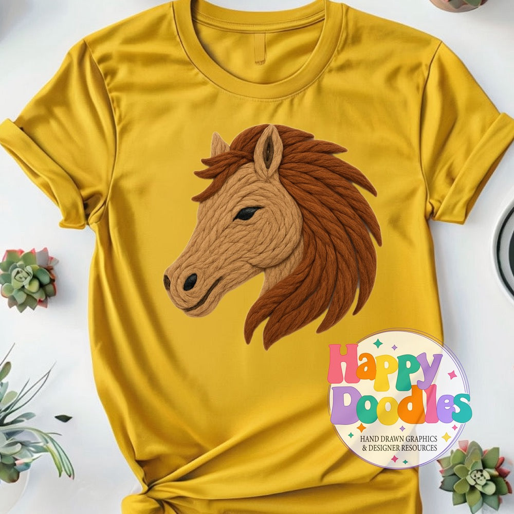 Mustang Yarn Mascot High Resolution PNG Clip Art - Happy Doodles Designs