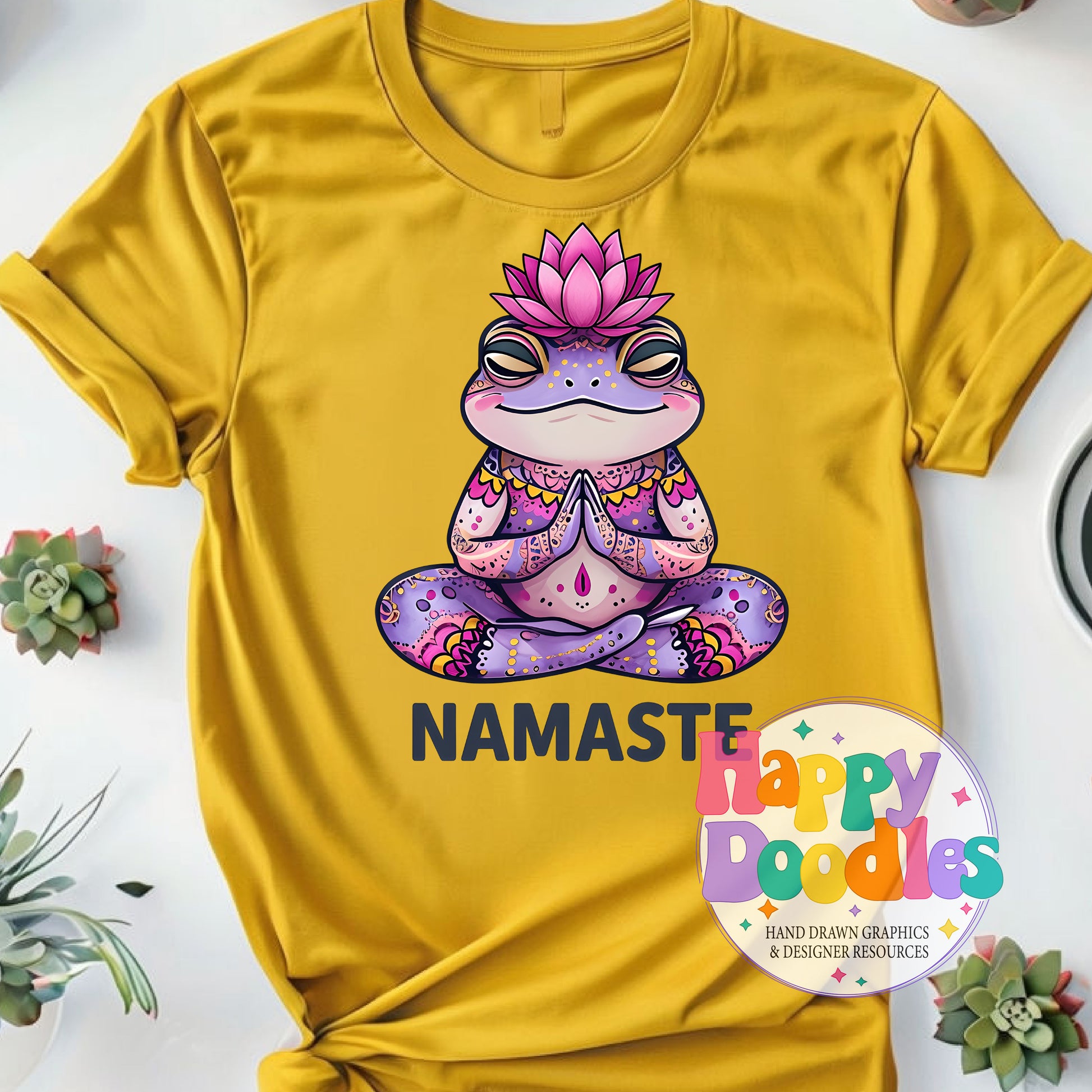 Namaste Frog Printable PNG for Sublimation & Crafts - Happy Doodles Designs