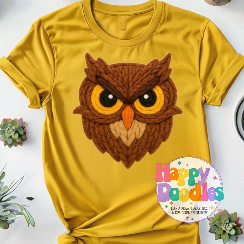 Owl Yarn Mascot Printable PNG Download - Happy Doodles Designs