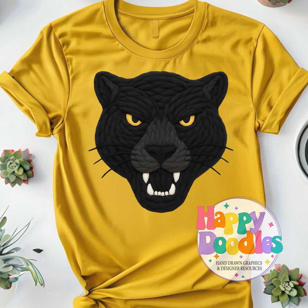 Panther Yarn Mascot Printable PNG Clipart - Happy Doodles Designs