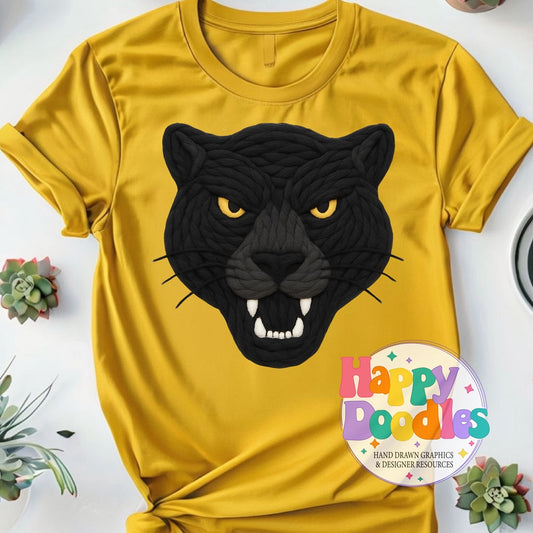 Panther Yarn Mascot Printable PNG Clipart - Happy Doodles Designs