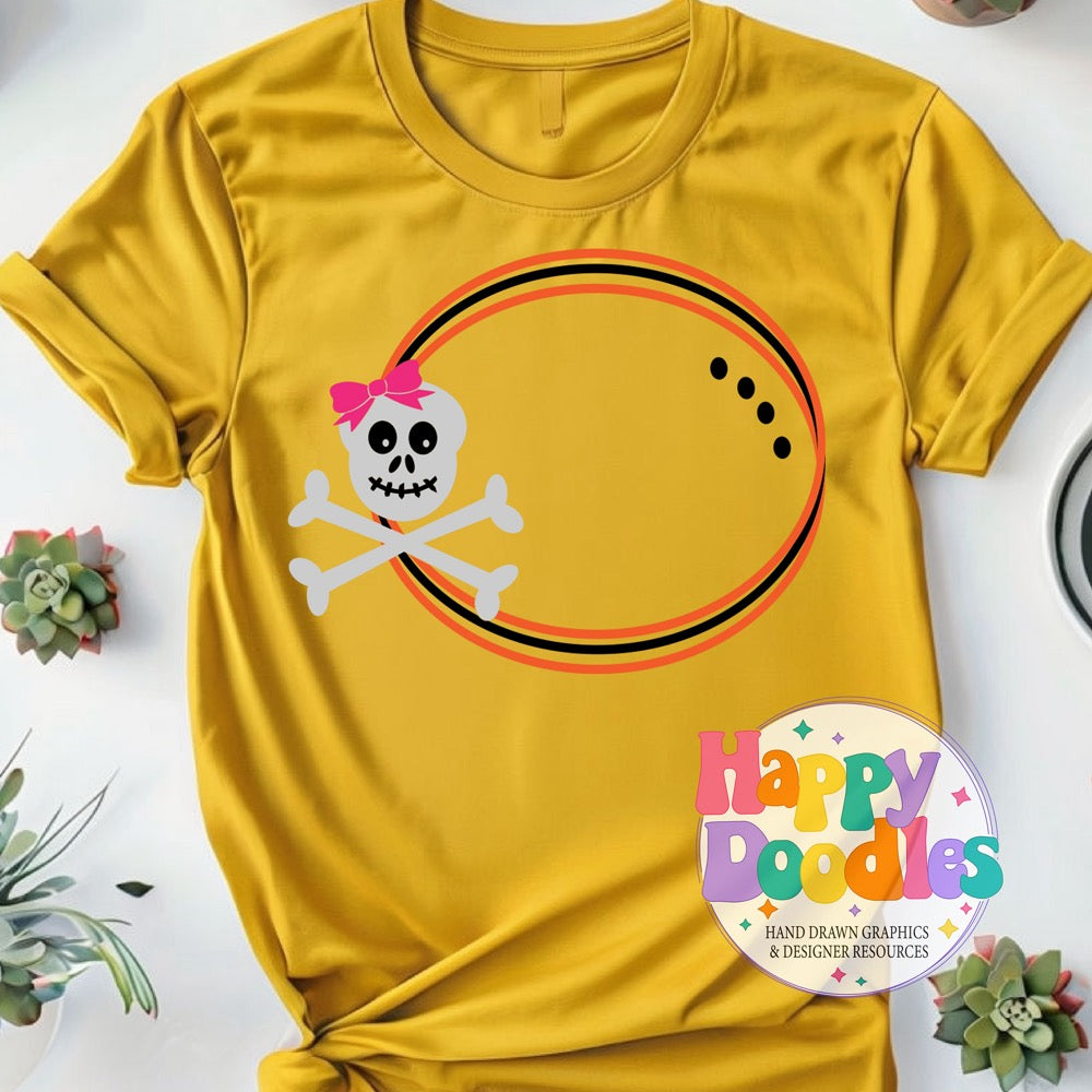 Skull Bones Girl Monogram Frame SVG | Festive Monogram Frame Design