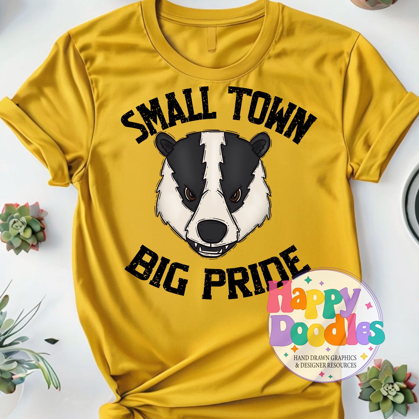 Small Town Big Pride Badger DIY Printable PNG - Happy Doodles Designs