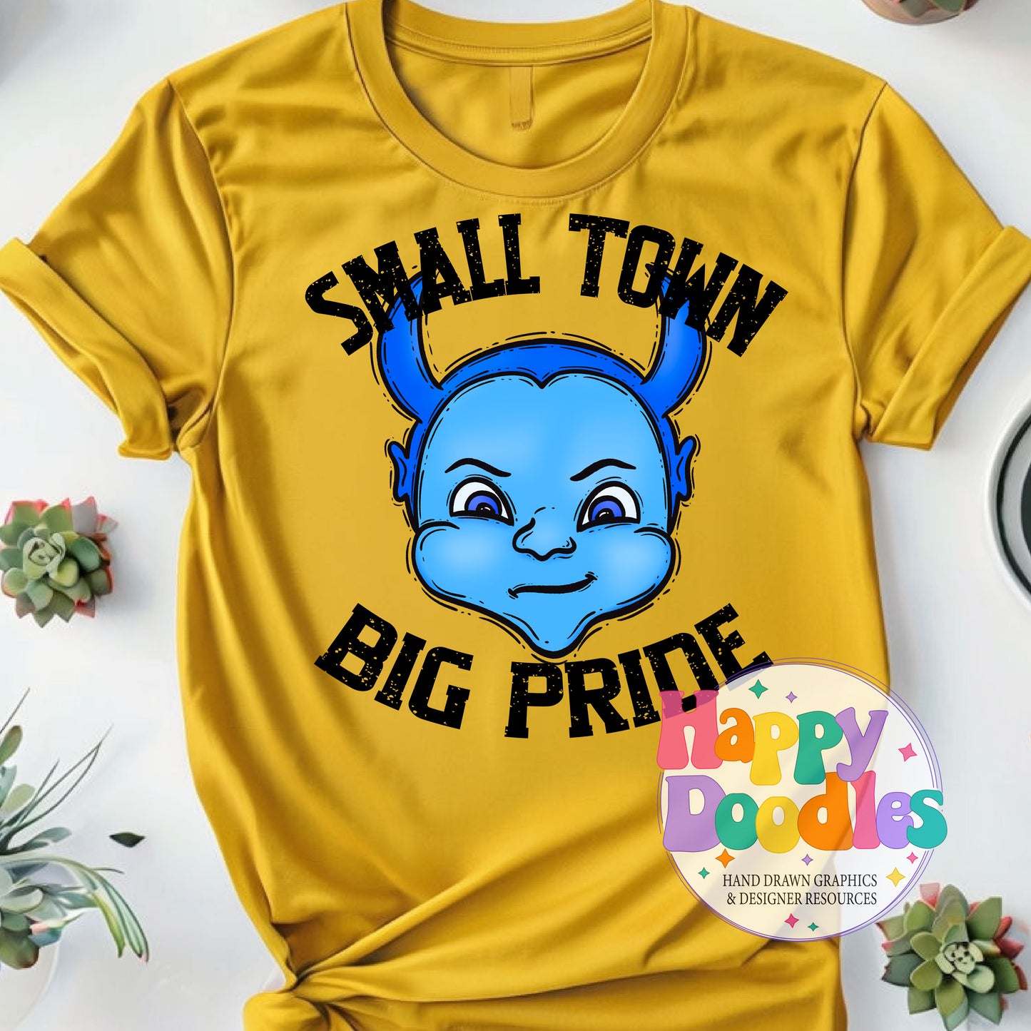 Small Town Big Pride Blue Devils Printable PNG Design - Happy Doodles Designs
