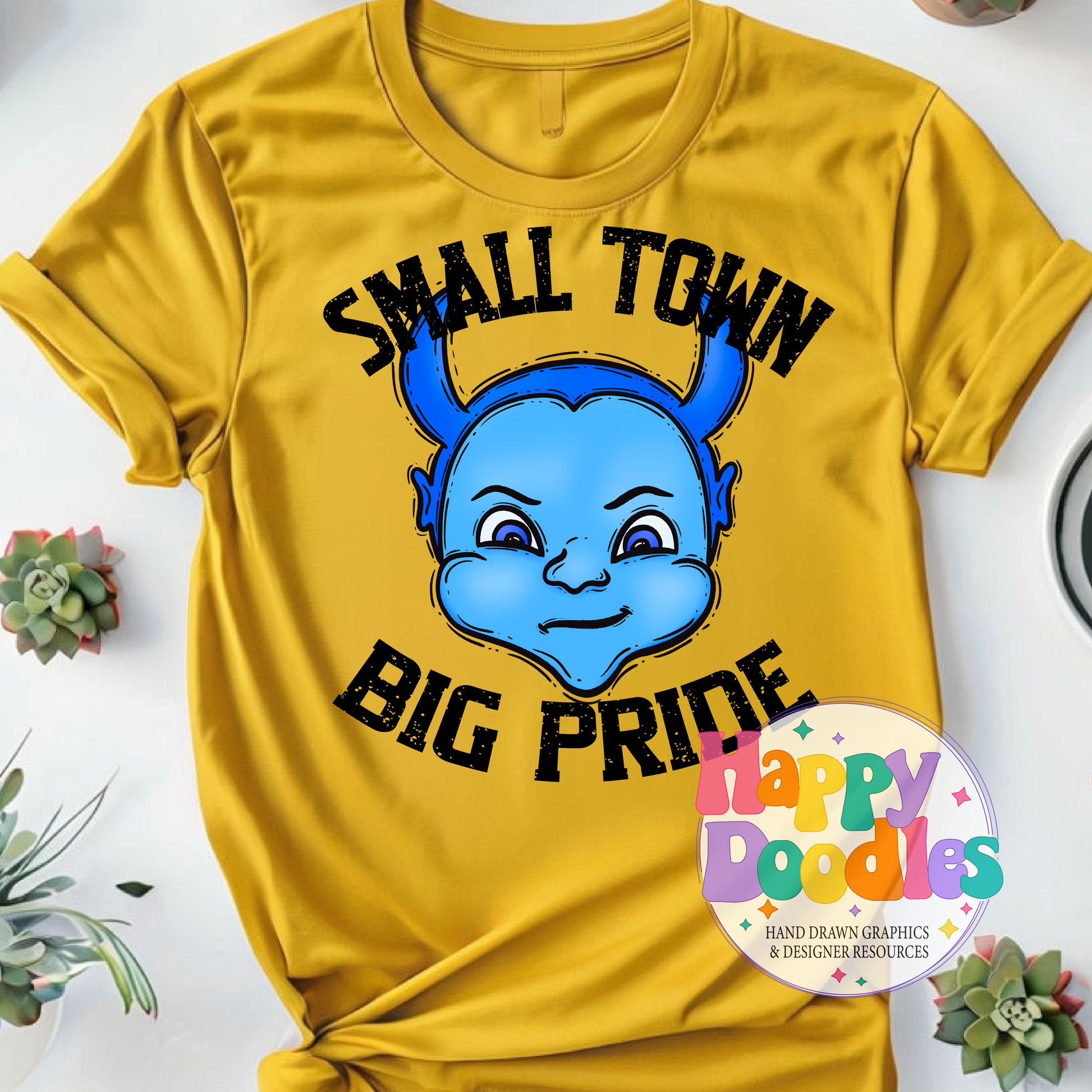 Small Town Big Pride Blue Devils Printable PNG Design - Happy Doodles Designs