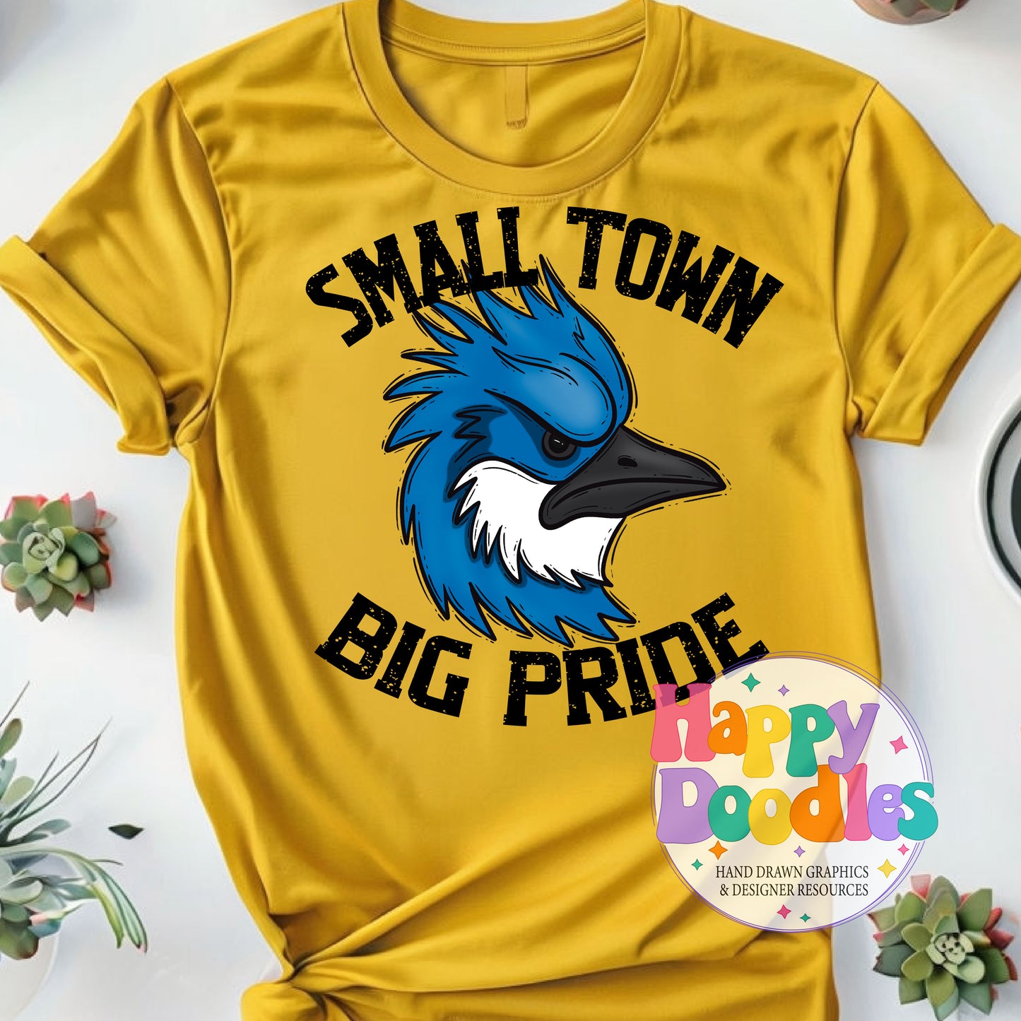 Small Town Big Pride Bluejays Printable PNG Download - Happy Doodles Designs