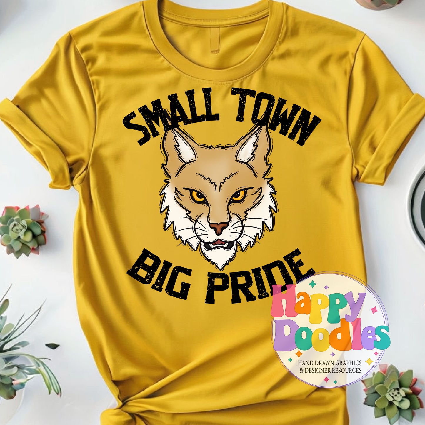 Small Town Big Pride Bobcats T-Shirt Printable PNG - Happy Doodles Designs