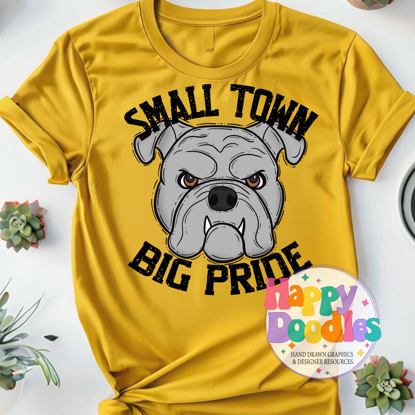 Small Town Big Pride Bulldogs Grey DIY Printable PNG - Happy Doodles Designs