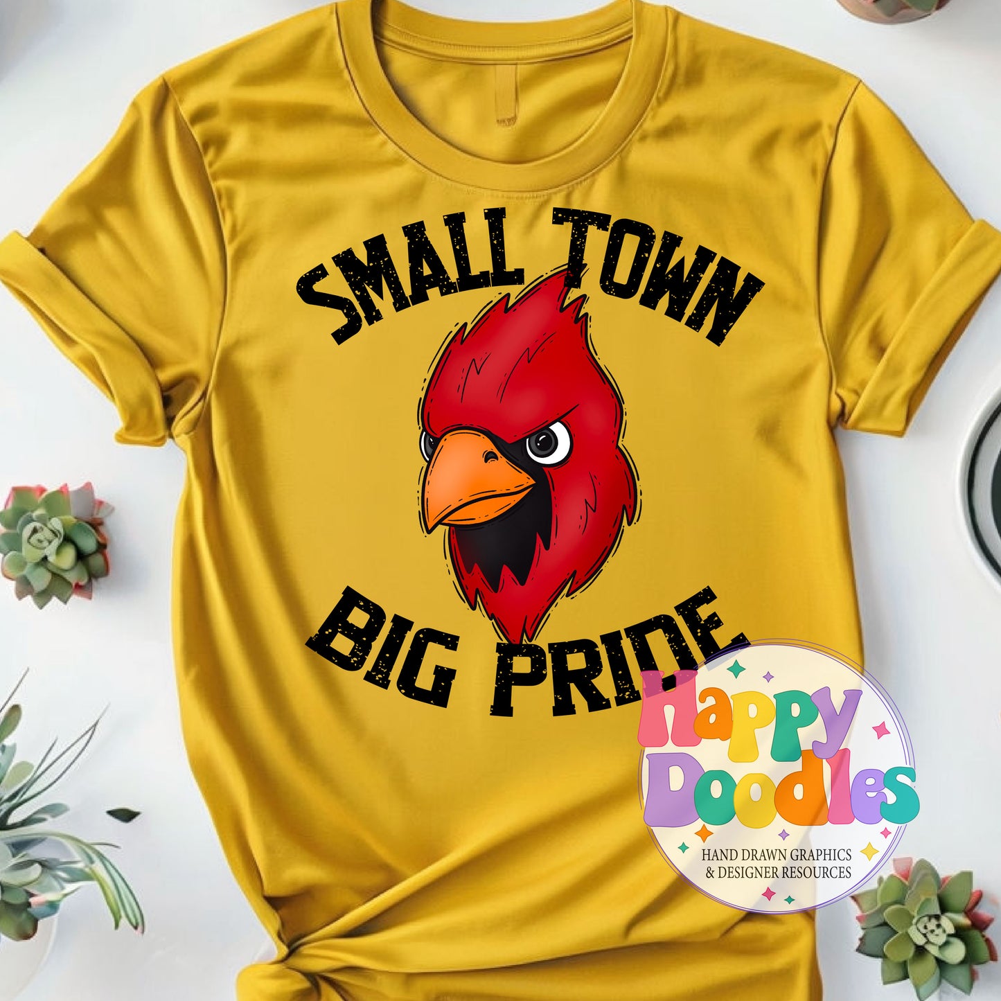 Small Town Big Pride Cardinals Printable PNG Download - Happy Doodles Designs