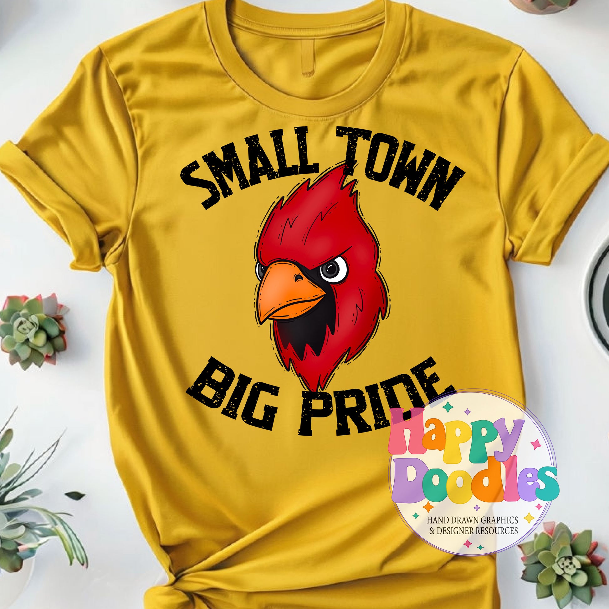Small Town Big Pride Cardinals Printable PNG Download - Happy Doodles Designs