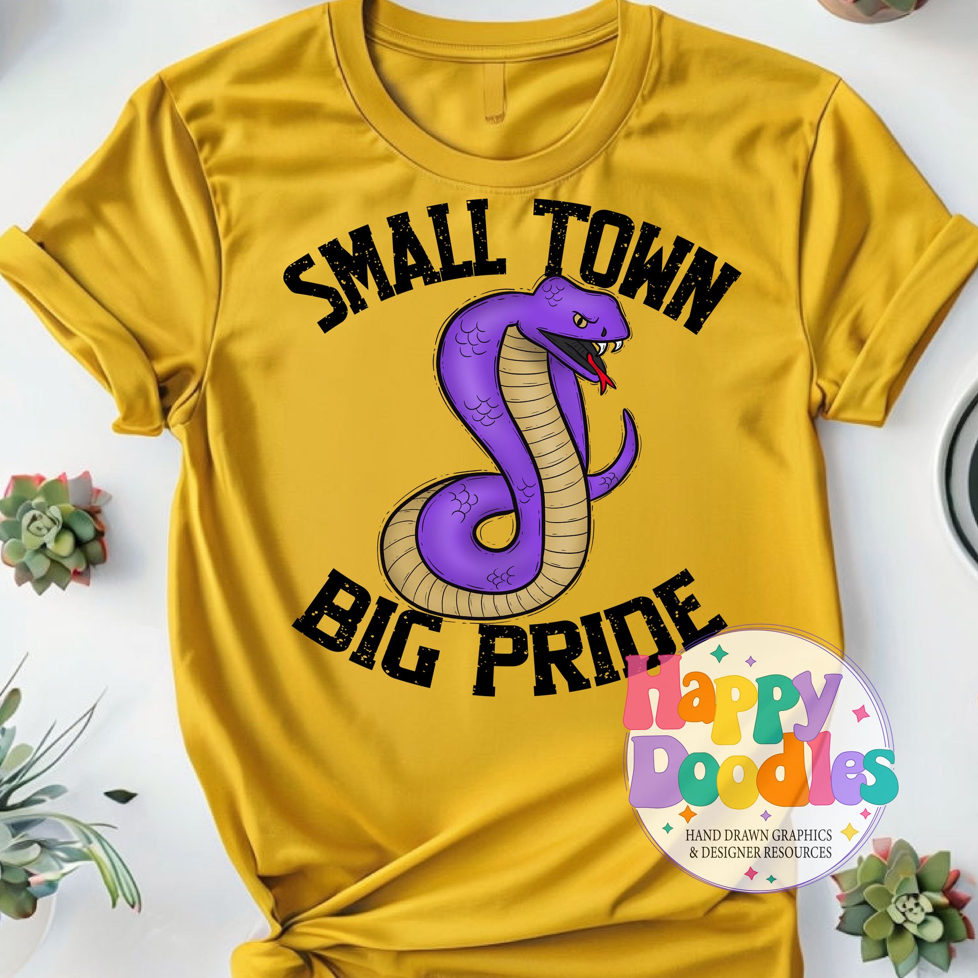 Small Town Big Pride Cobra Printable PNG for Sublimation - Happy Doodles Designs