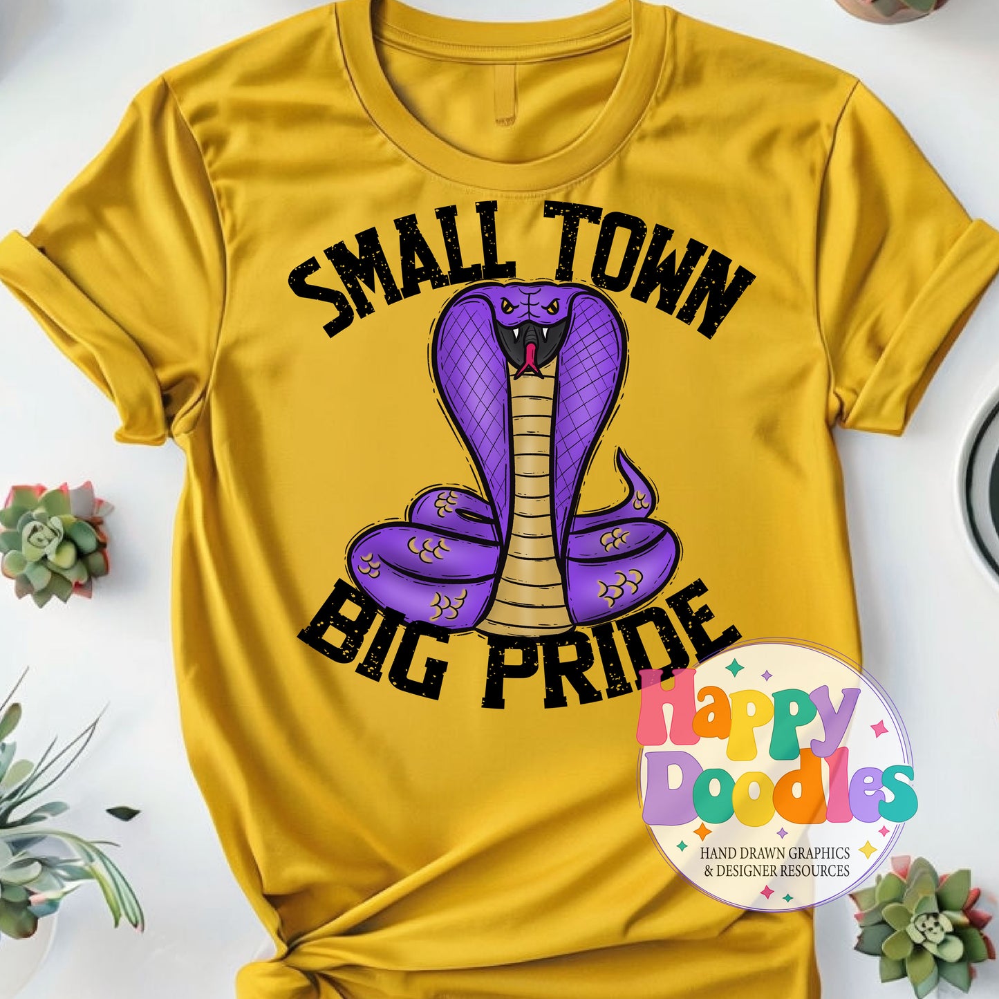 Small Town Big Pride Cobra Purple T-Shirt Printable PNG - Happy Doodles Designs