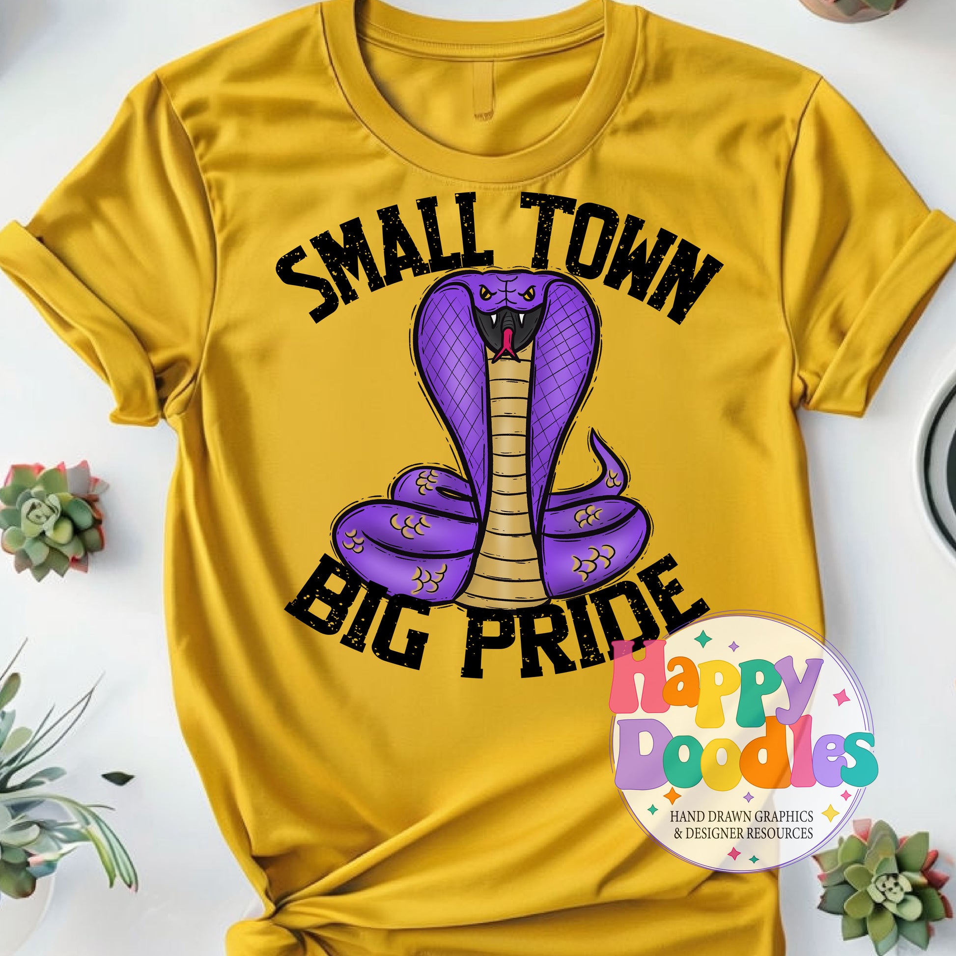 Small Town Big Pride Cobra Purple T-Shirt Printable PNG - Happy Doodles Designs