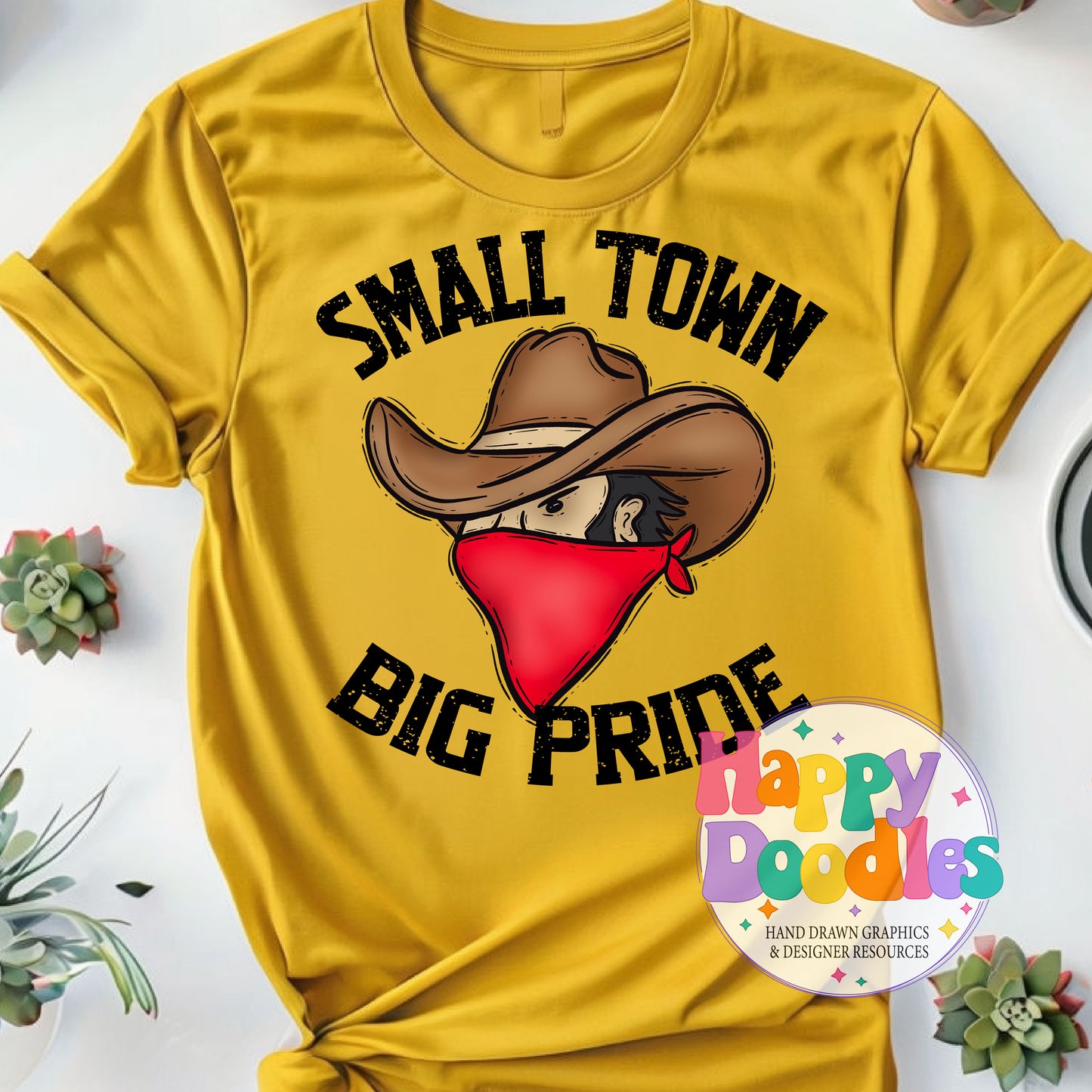 Small Town Big Pride Cowboys Printable PNG Download - Happy Doodles Designs